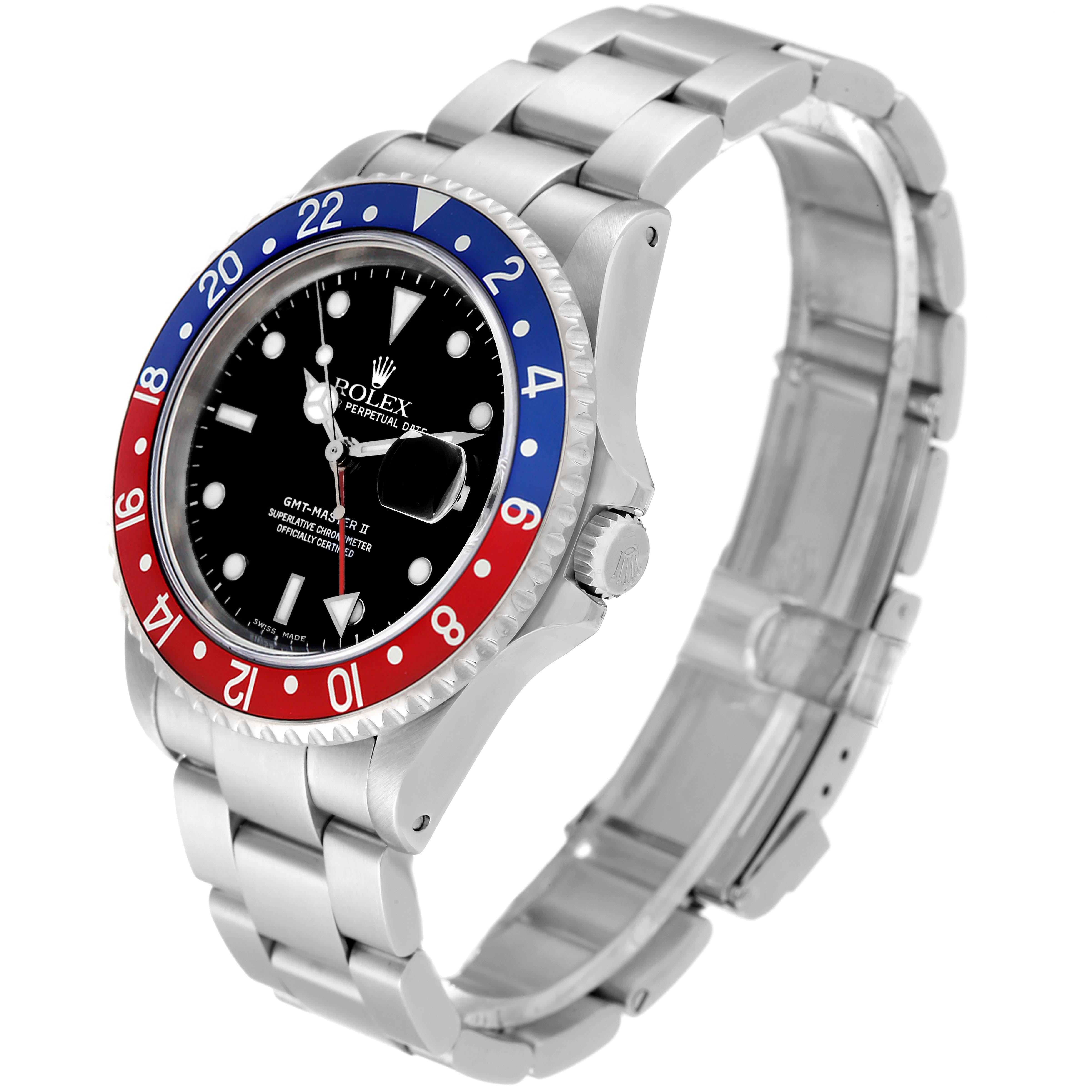 Rolex GMT Master II Blue Red Pepsi Bezel Steel Mens Watch 16710 Box Papers 1