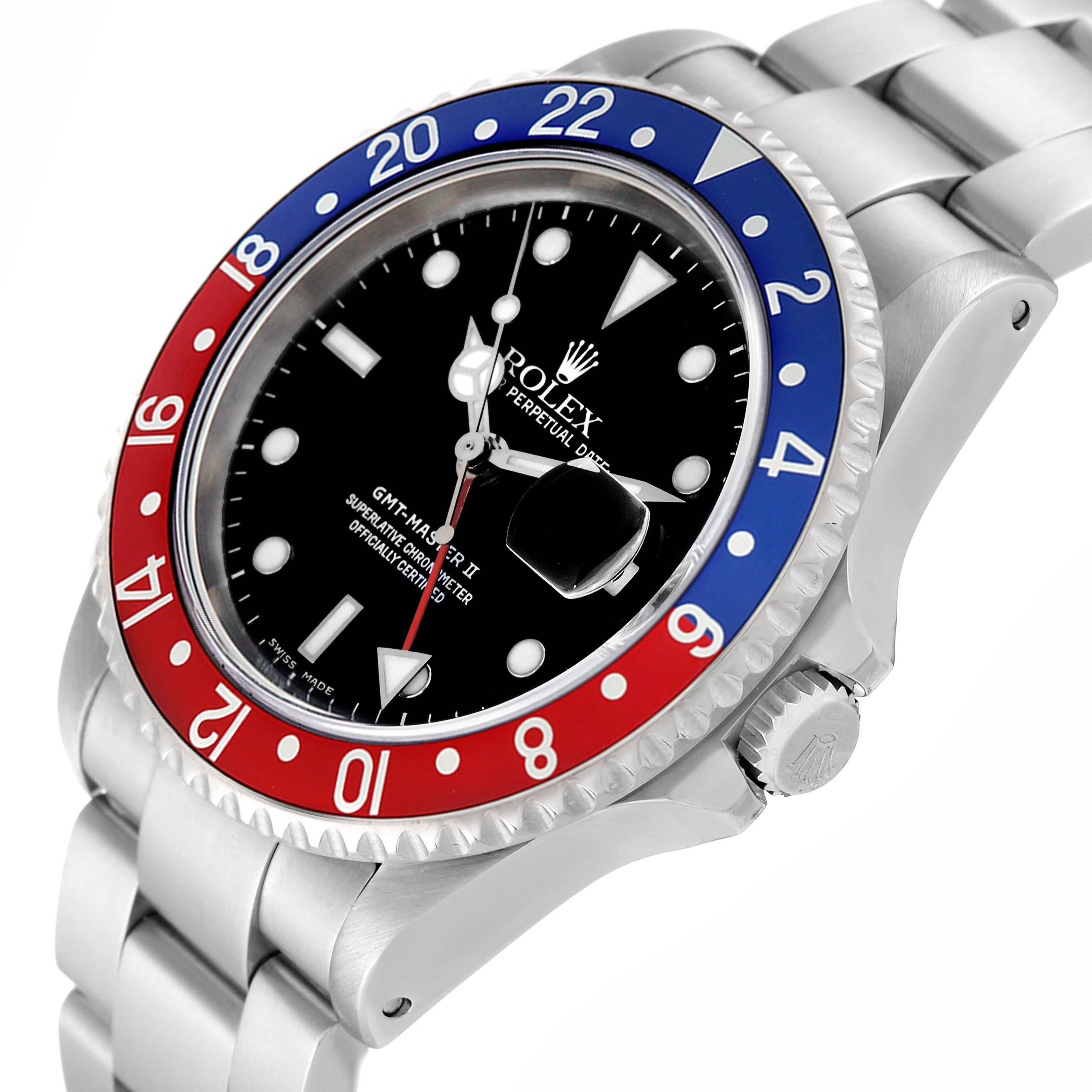 Rolex GMT Master II Blue Red Pepsi Bezel Steel Mens Watch 16710 Box Papers 3