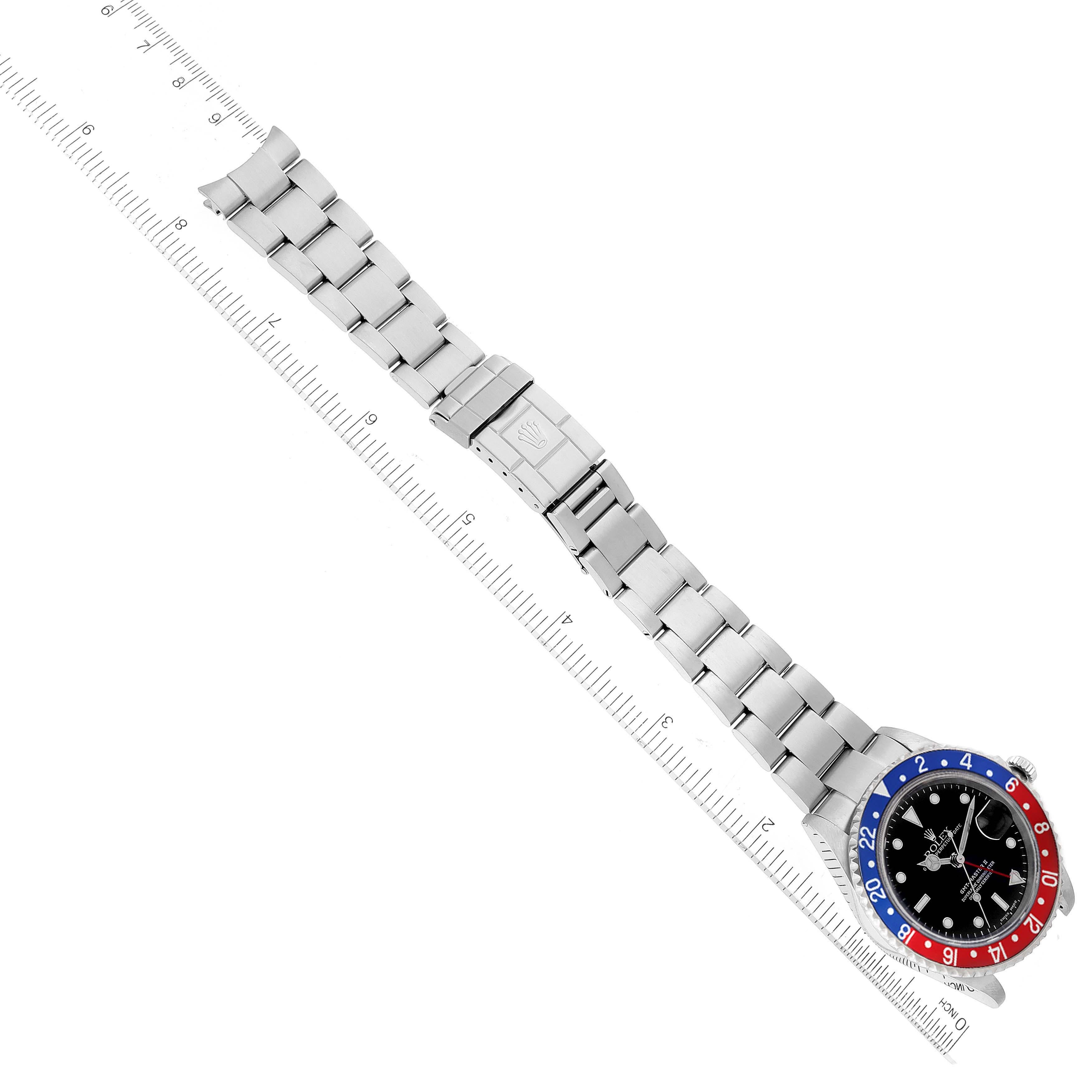 Rolex GMT Master II, montre pour hommes avec lunette Pepsi bleue et rouge 16710 en vente 6