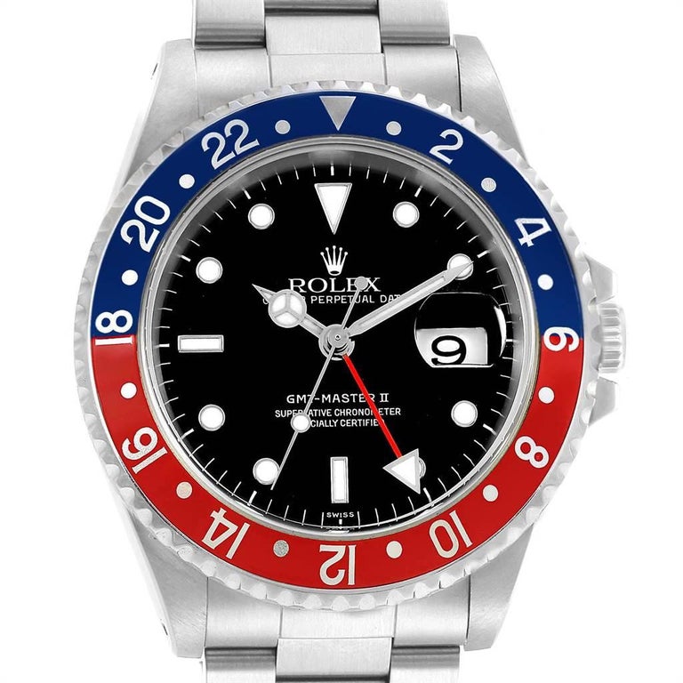 Rolex GMT Master II Blue Red Pepsi Bezel Steel Men's Watch ...