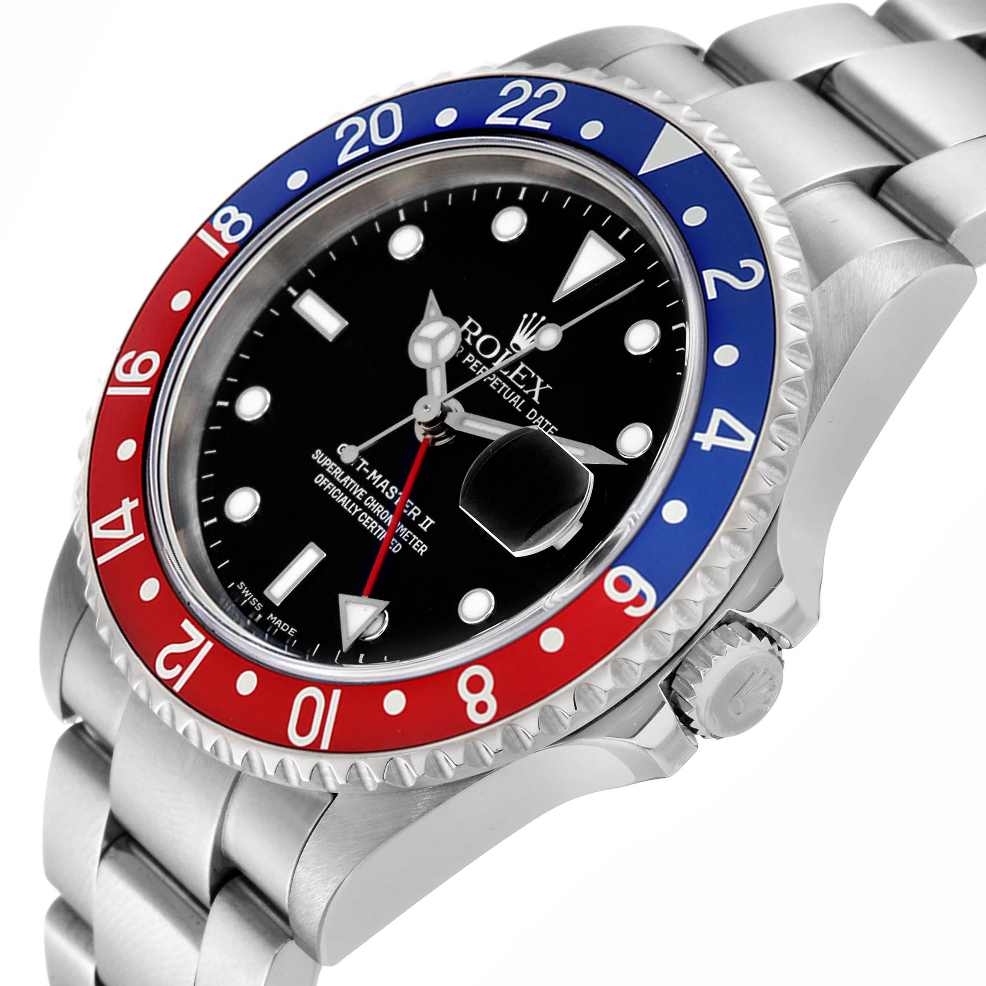 Rolex GMT Master II Blue Red Pepsi Bezel Steel Mens Watch 16710 In Excellent Condition For Sale In Atlanta, GA