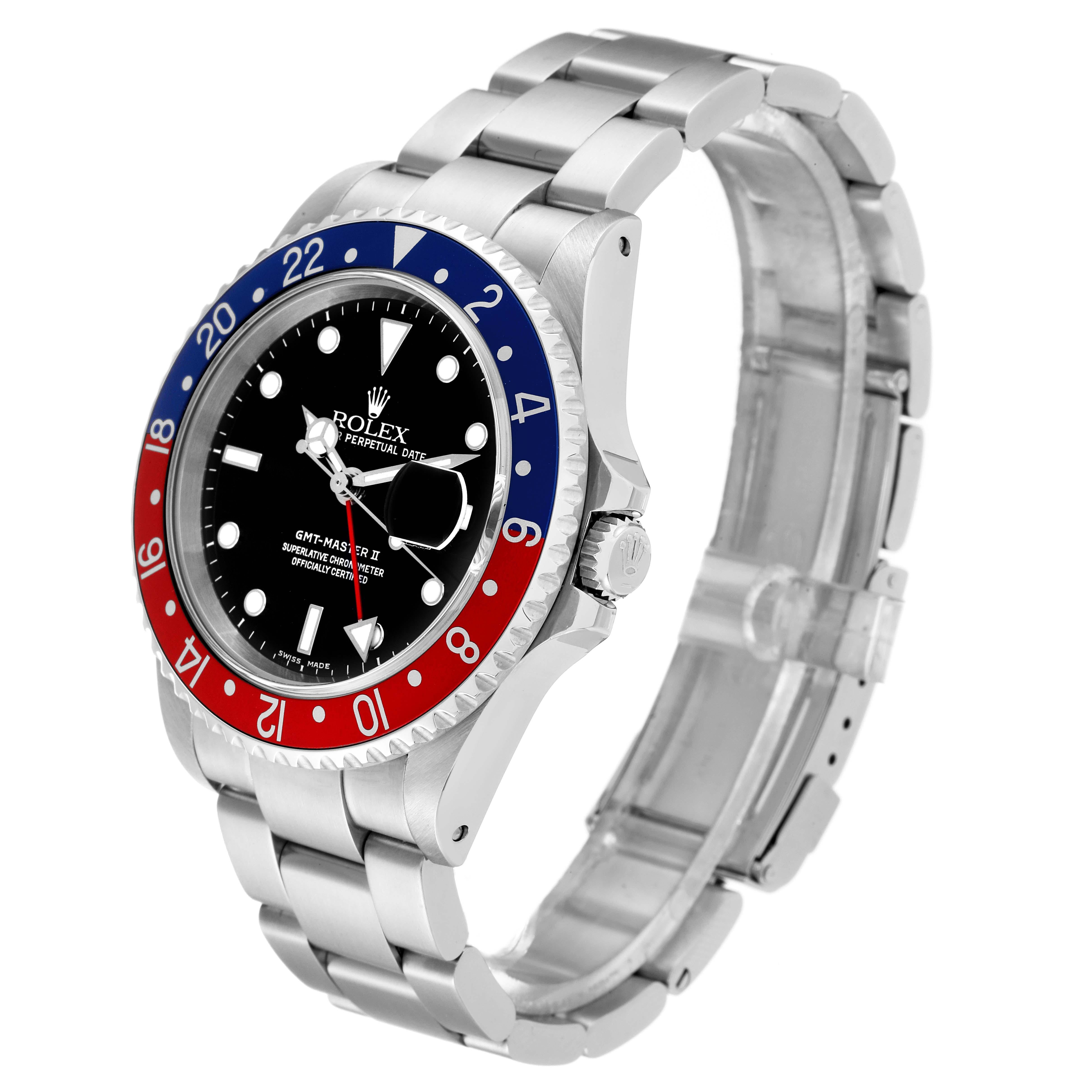 Men's Rolex GMT Master II Blue Red Pepsi Bezel Steel Mens Watch 16710