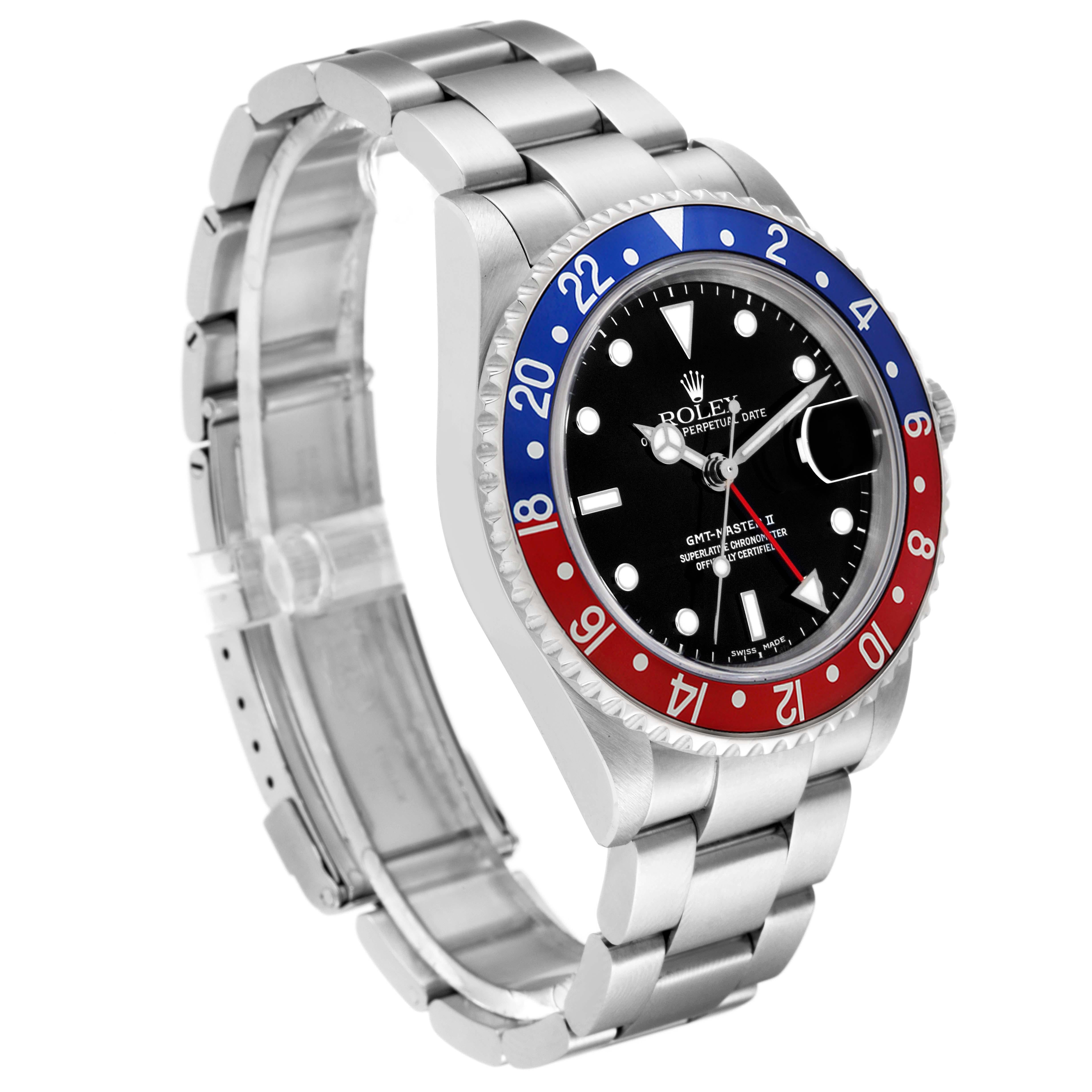 Rolex GMT Master II, montre pour hommes avec lunette Pepsi bleue et rouge 16710 en vente 3
