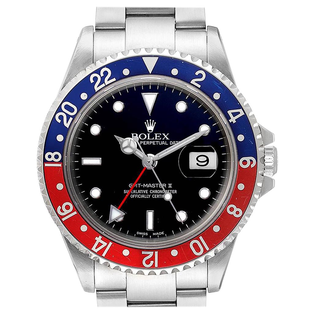 Rolex GMT Master II Blue Red Pepsi Bezel Steel Men's Watch 16710