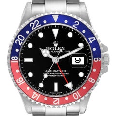 Vintage Rolex GMT Master II Blue Red Pepsi Bezel Steel Mens Watch 16710