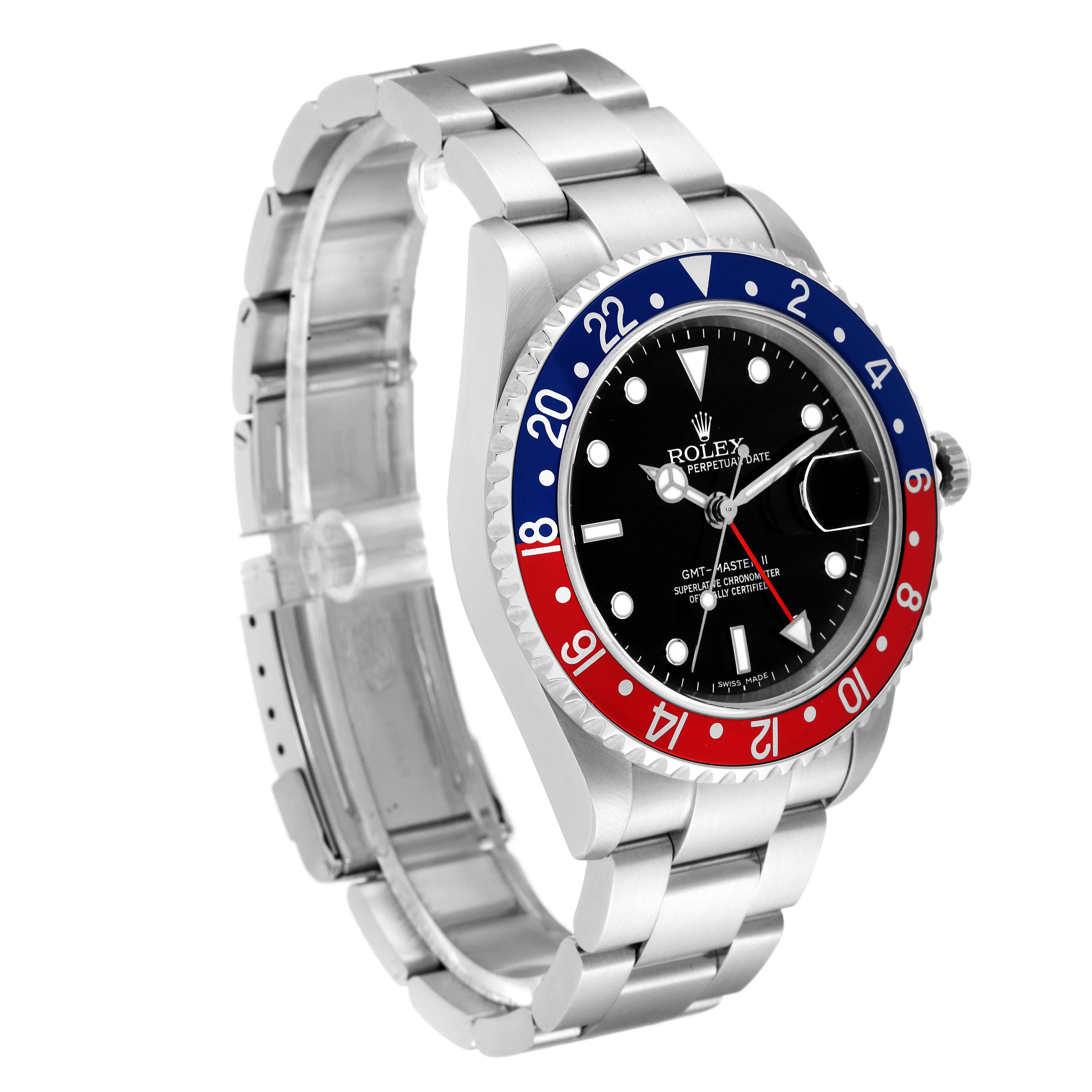 Rolex GMT Master II Blue Red Pepsi Error Dial Mens Watch 16710 Box Papers In Excellent Condition In Atlanta, GA
