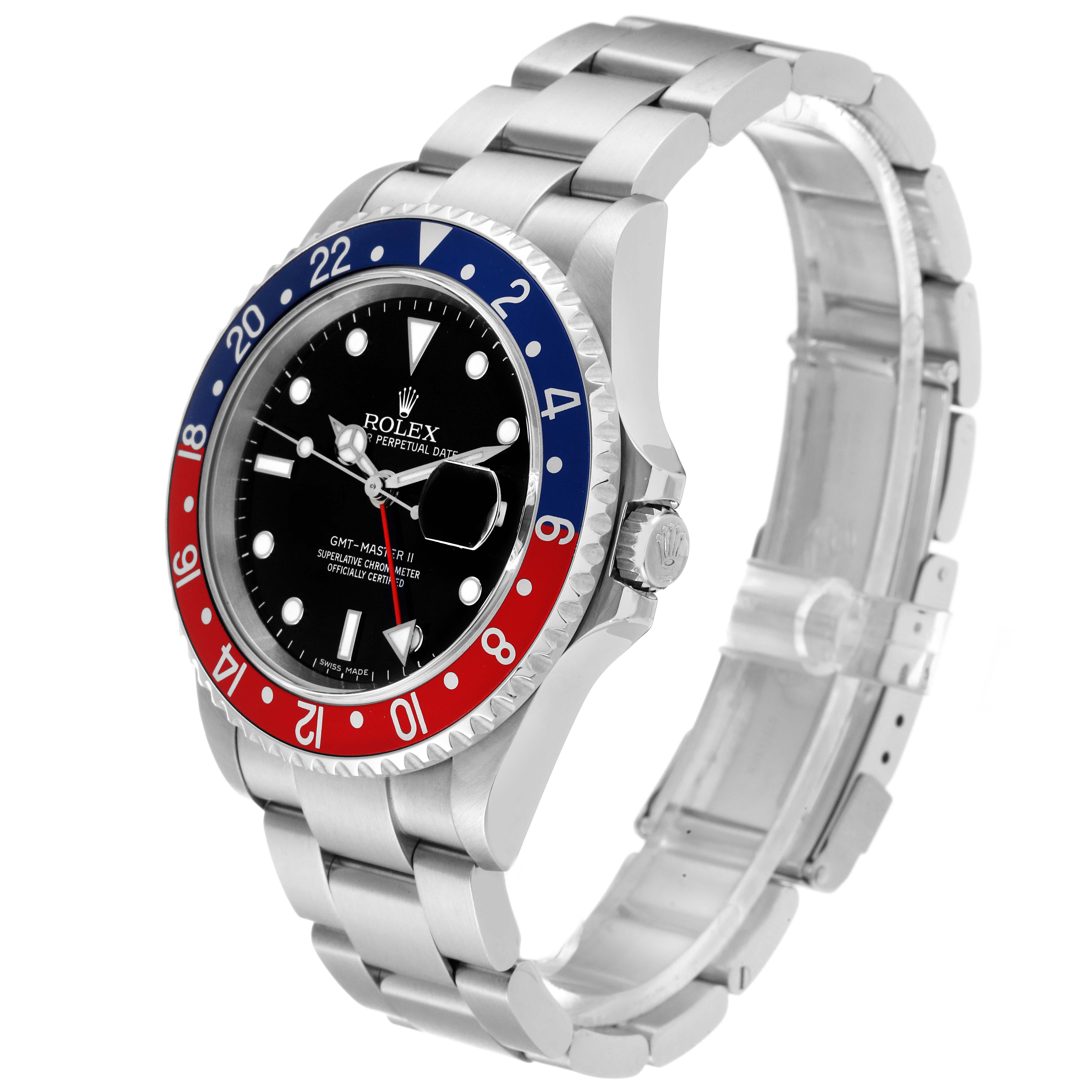 Men's Rolex GMT Master II Blue Red Pepsi Error Dial Mens Watch 16710 Box Papers