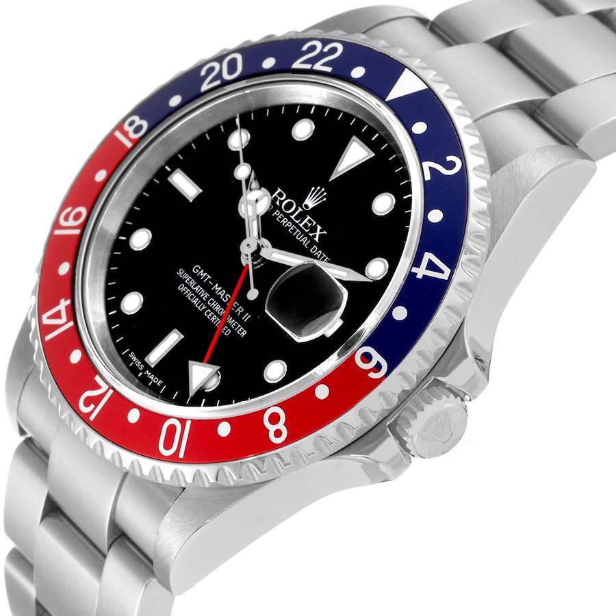 Rolex GMT Master II Blue Red Pepsi Error Dial Mens Watch 16710 Box Papers In Excellent Condition In Atlanta, GA