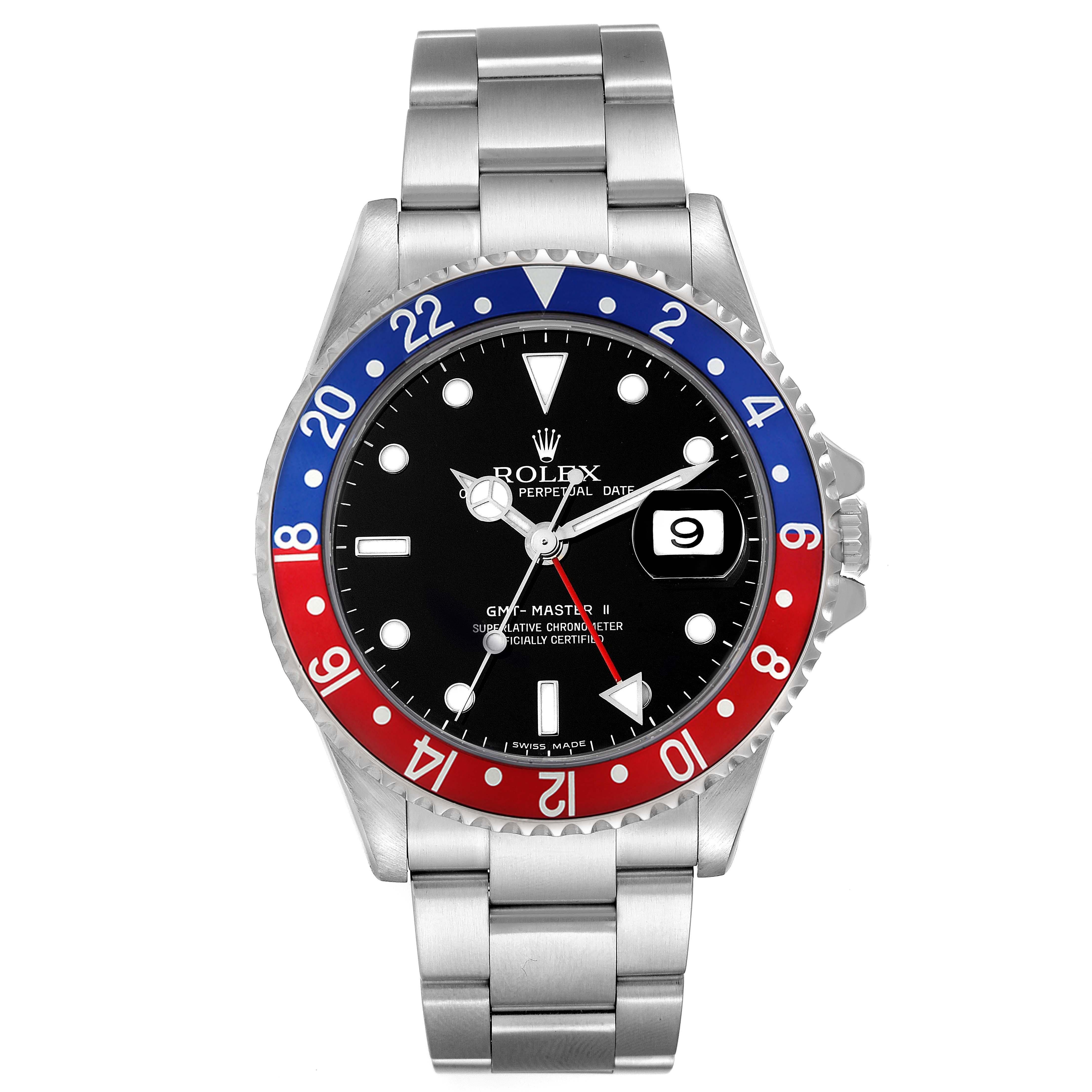 Rolex GMT Master II Blue Red Pepsi Error Dial Steel Mens Watch 16710 Box Papers For Sale 7