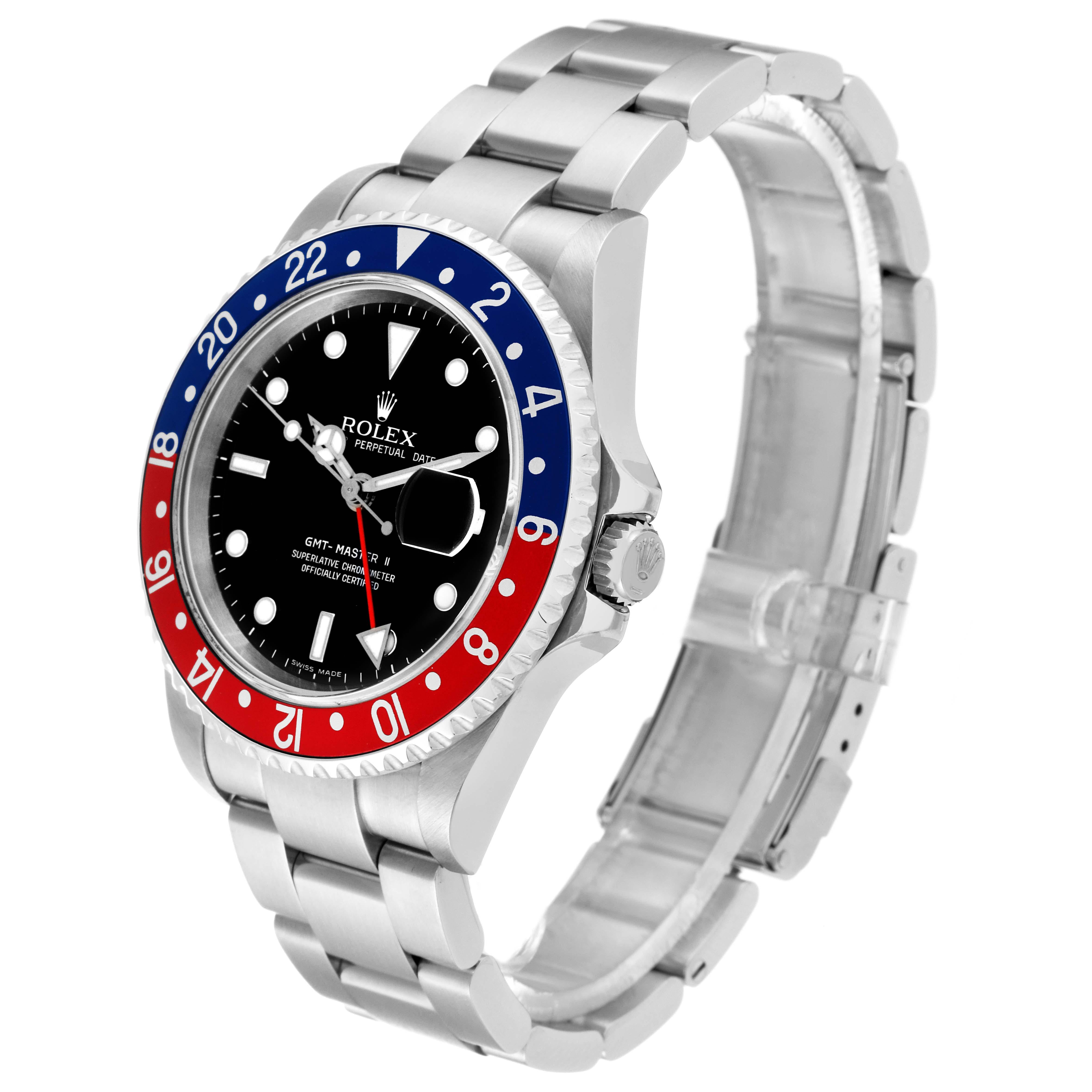 Men's Rolex GMT Master II Blue Red Pepsi Error Dial Steel Mens Watch 16710 Box Papers