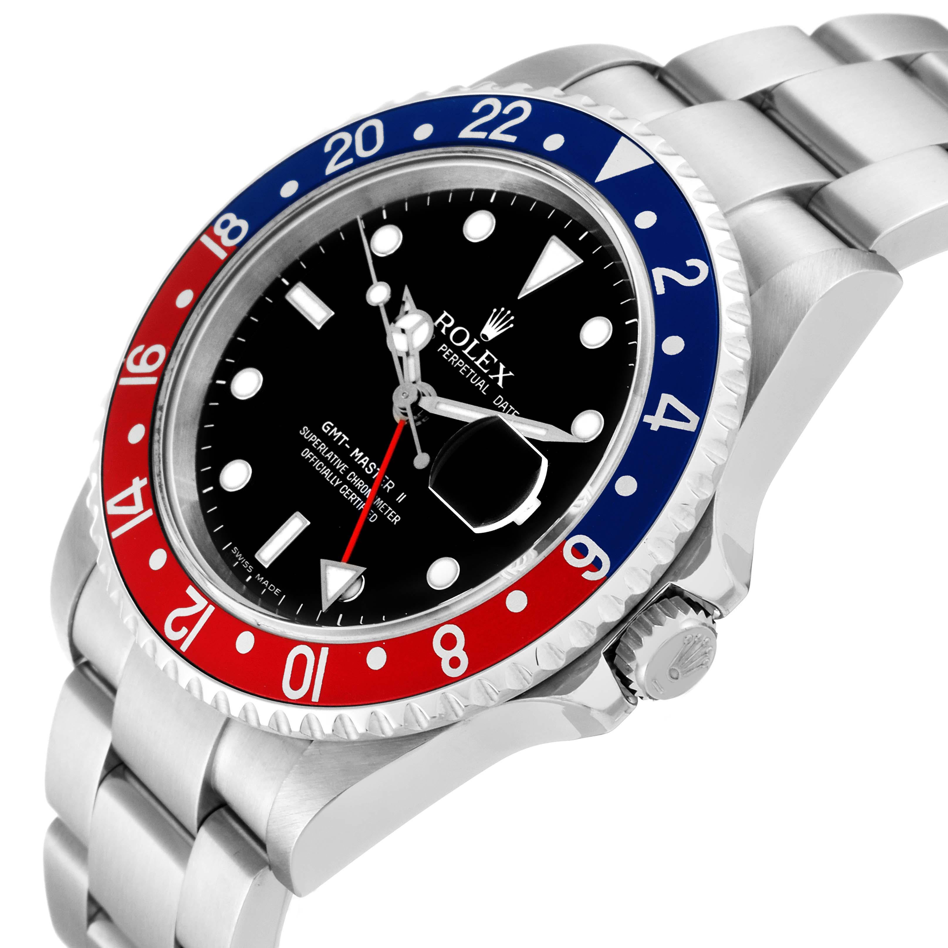 Rolex GMT Master II Blue Red Pepsi Error Dial Steel Mens Watch 16710 Box Papers 1