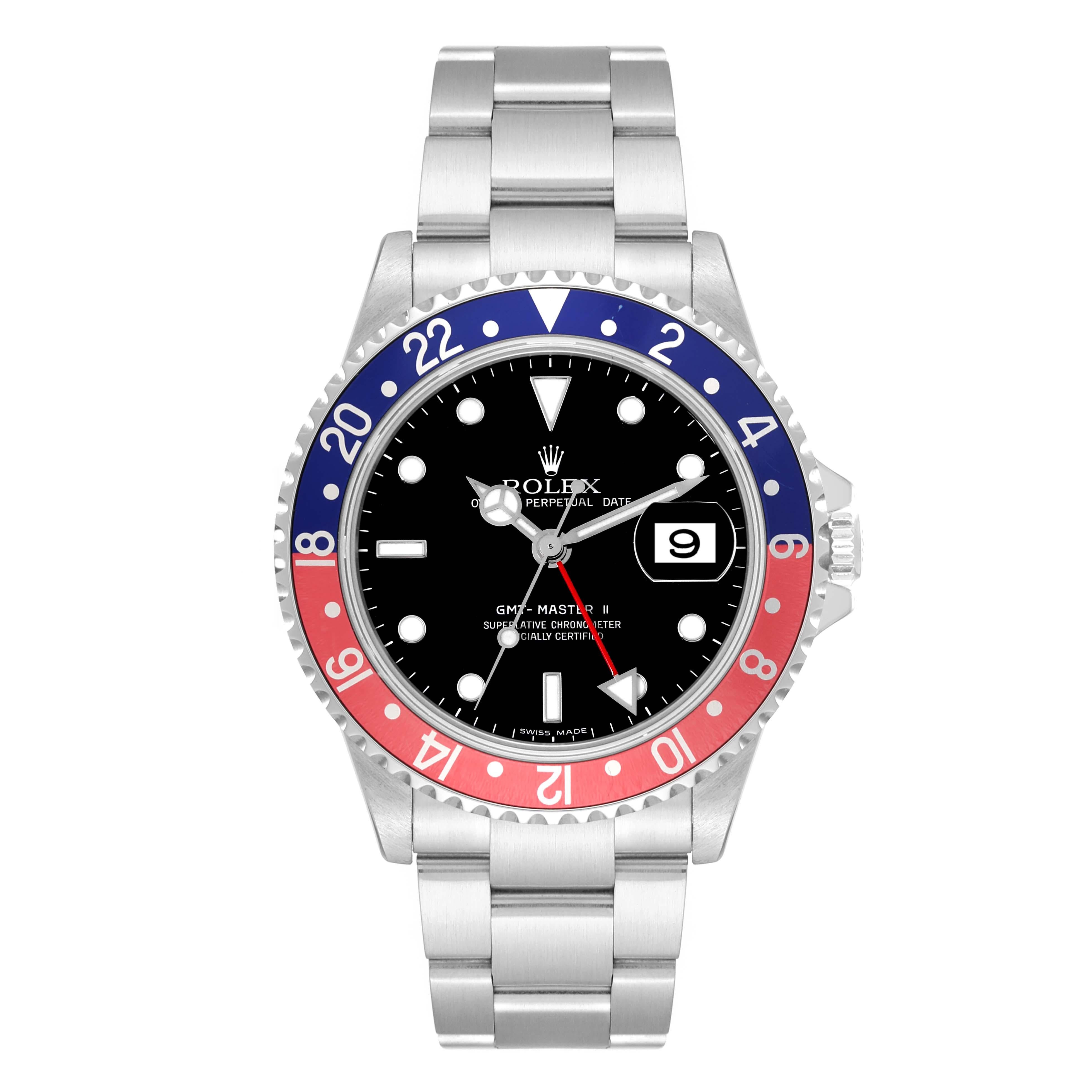 Rolex GMT Master II Blue Red Pepsi Error Dial Steel Mens Watch 16710 Box Papers 1
