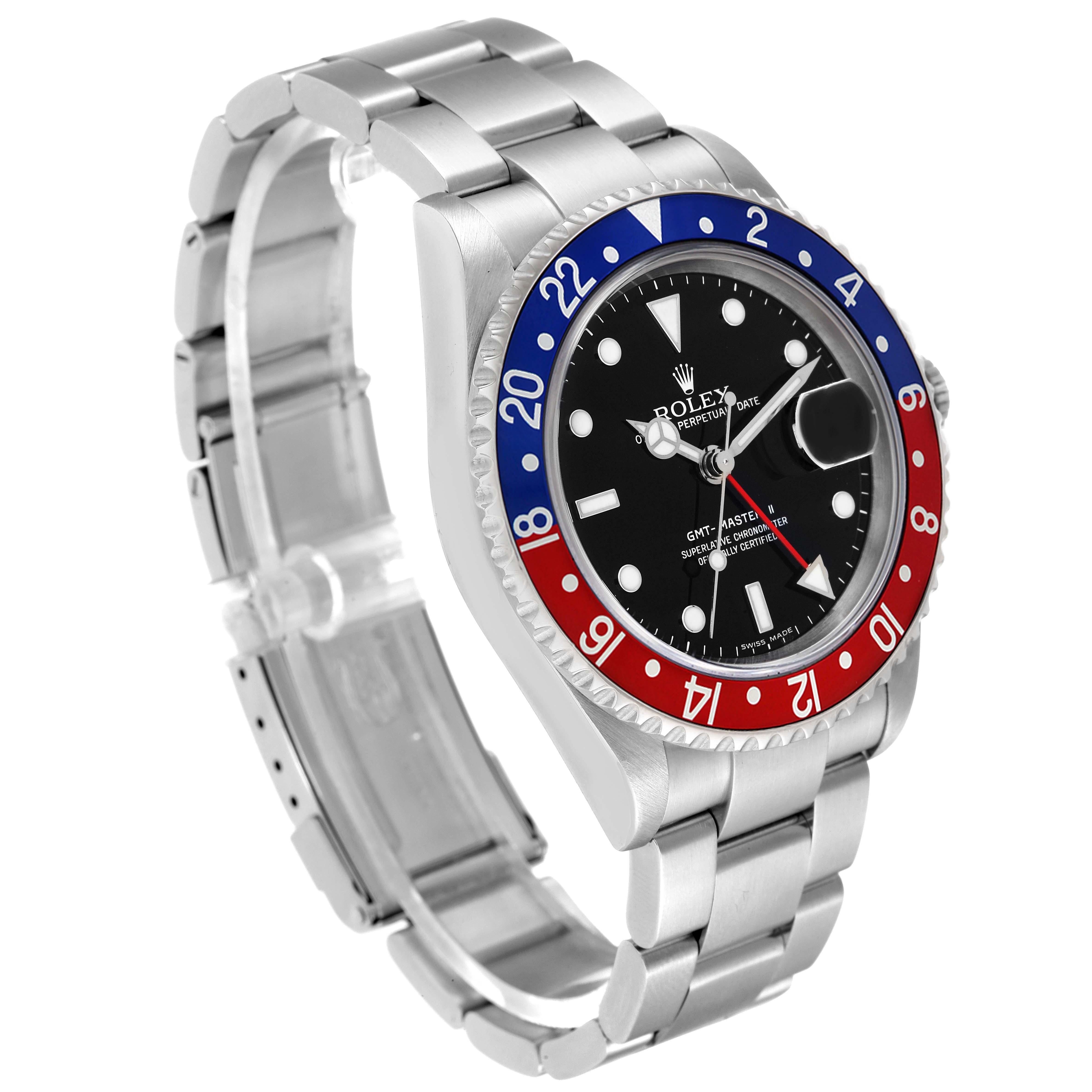Rolex GMT Master II Blue Red Pepsi Error Dial Steel Mens Watch 16710 Box Papers For Sale 2