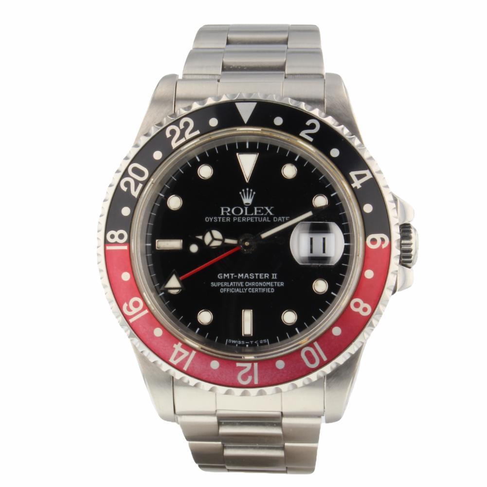 Rolex GMT Master II Coke Bezel Steel Black Automatic Watch 16710 Serial W For Sale
