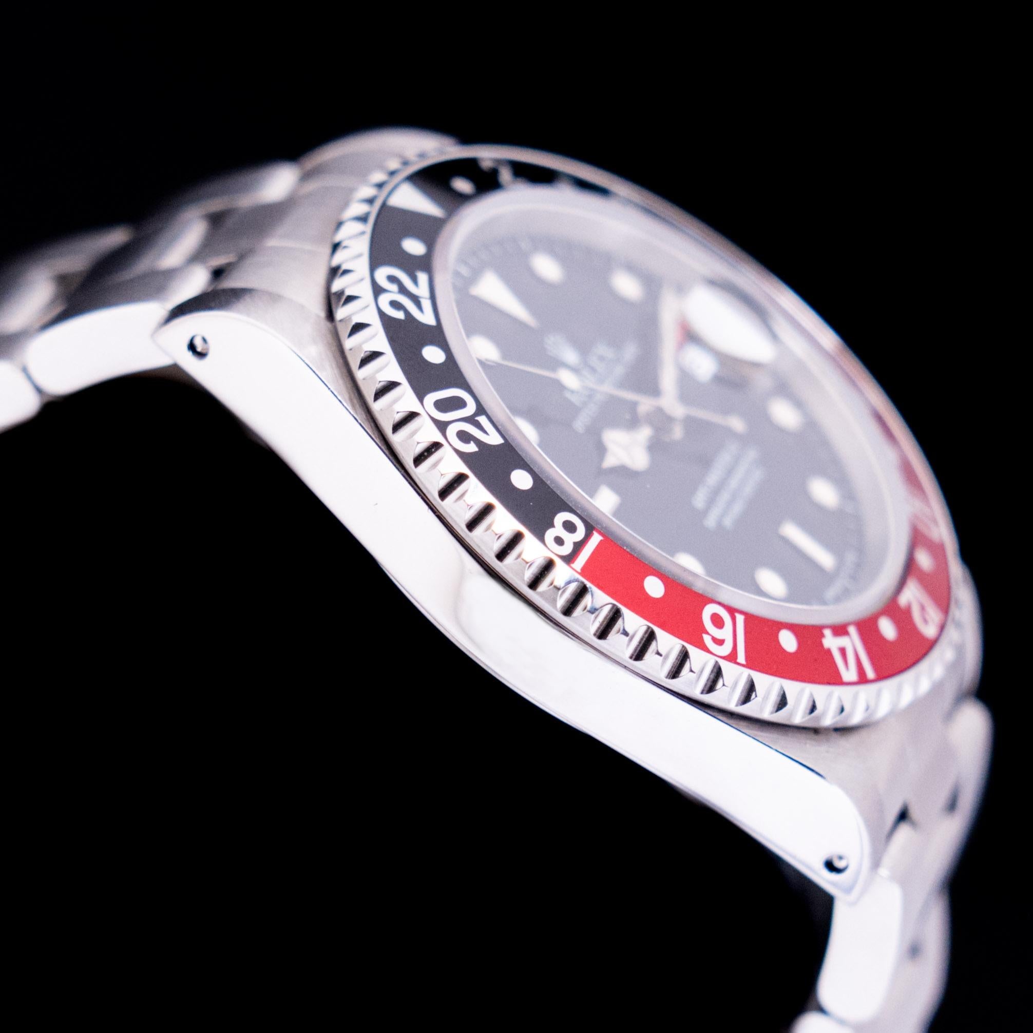 Men's Rolex GMT-Master II Coke Black Tritium Dial 16710 Steel Automatic Watch, 1997 For Sale