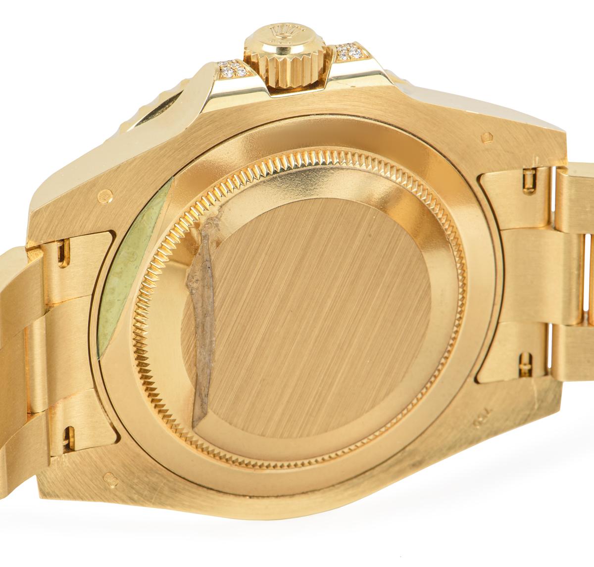 Round Cut Rolex GMT-Master II Diamond & Sapphire Set Watch 116758SA