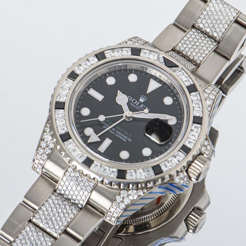 Men's Rolex GMT-Master II Diamond & Sapphire Set Watch 116759SANR For Sale