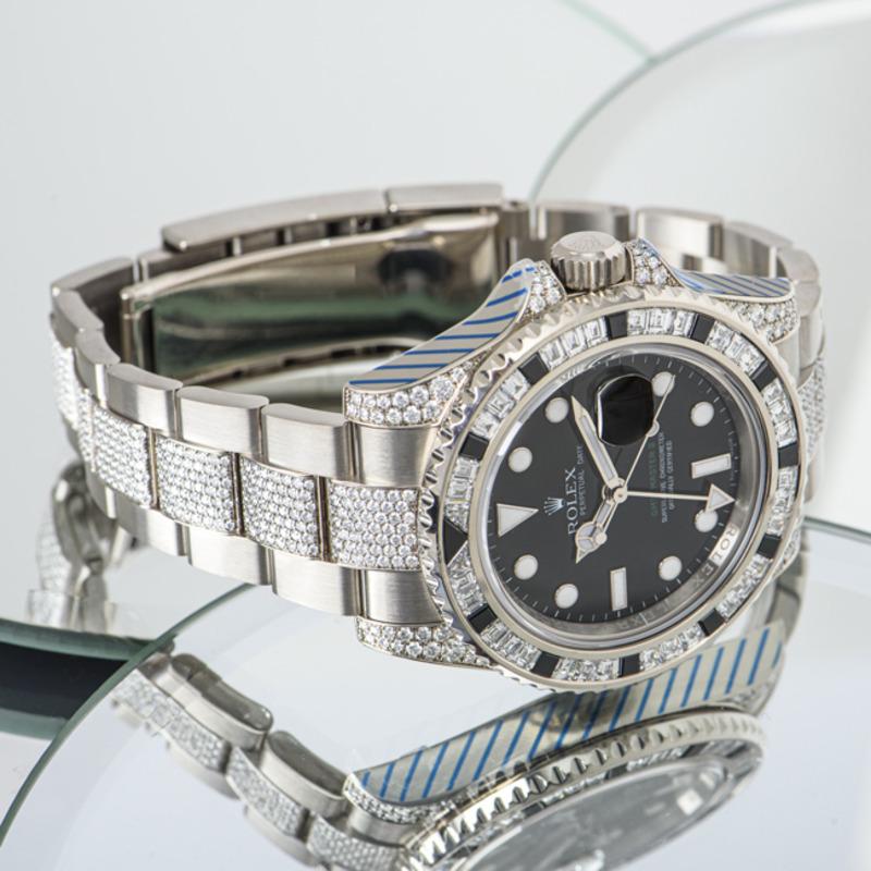 Rolex GMT-Master II Diamond & Sapphire Set Watch 116759SANR For Sale 1