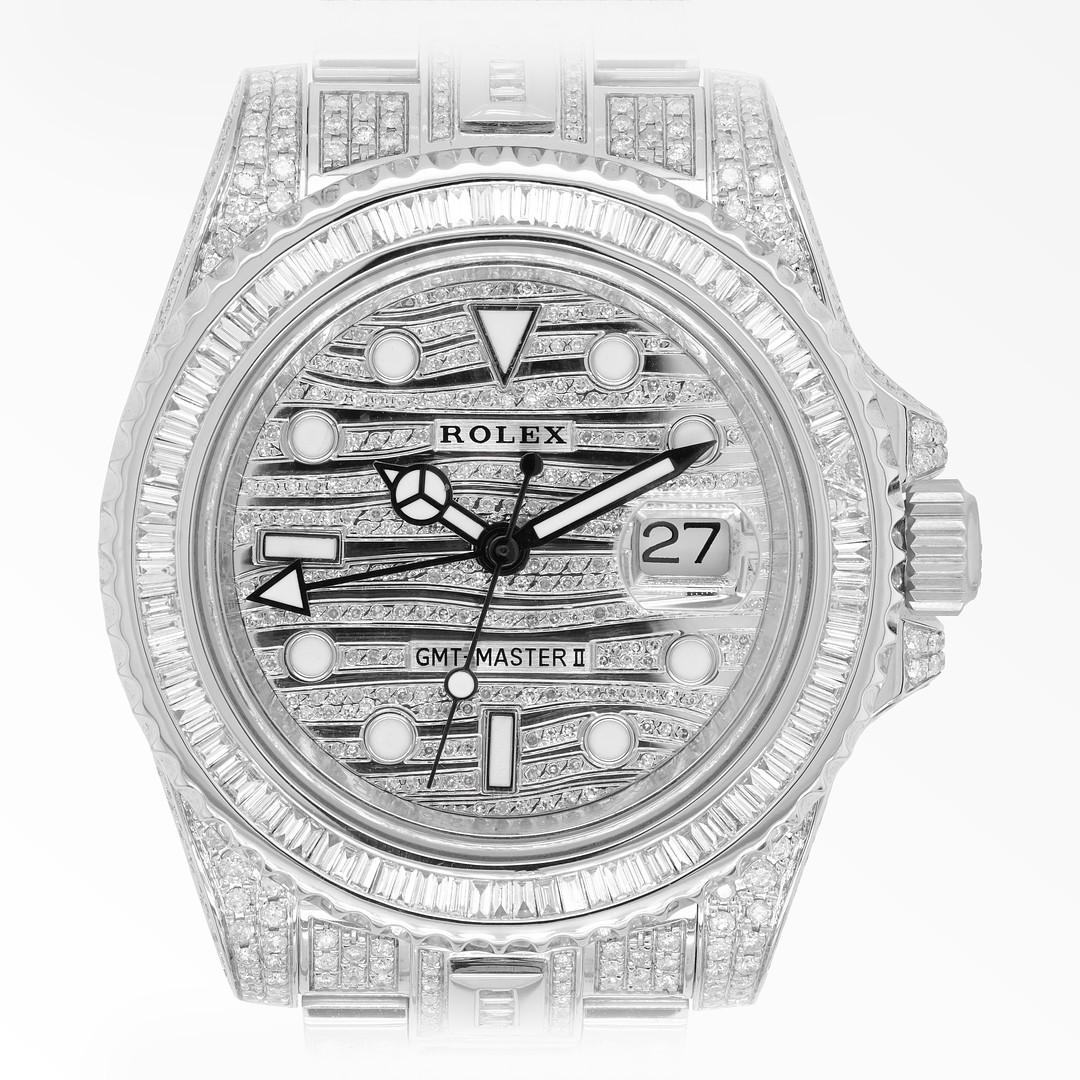 Modern Rolex GMT-Master II Diamond Set in Stainless Steel 116710LN Wrist Watch For Sale