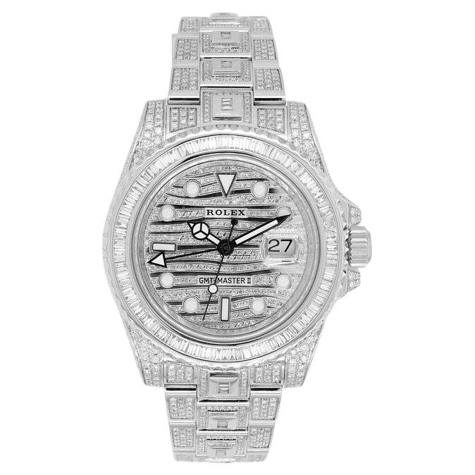 Rolex GMT-Master II Diamond Set in Stainless Steel 116710LN Wrist Watch For Sale