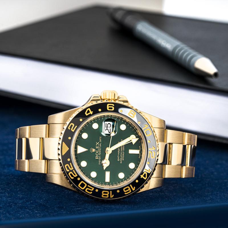 Men's Rolex GMT-Master II Green Dial 116718LN For Sale