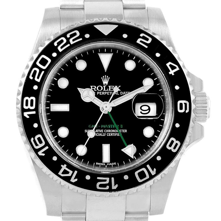 Rolex GMT Master II Green Hand Steel Men's Watch 116710 Box Papers For Sale  at 1stDibs | gmt green hand