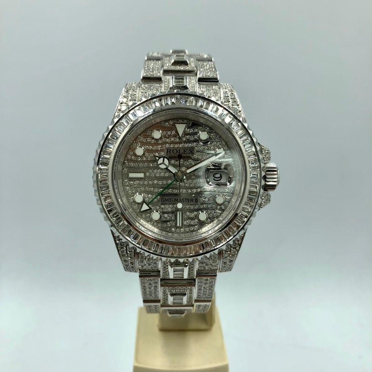 Rolex GMT-Master II "ICE" 116710LN Custom Diamond Pave, Full Set For Sale  at 1stDibs