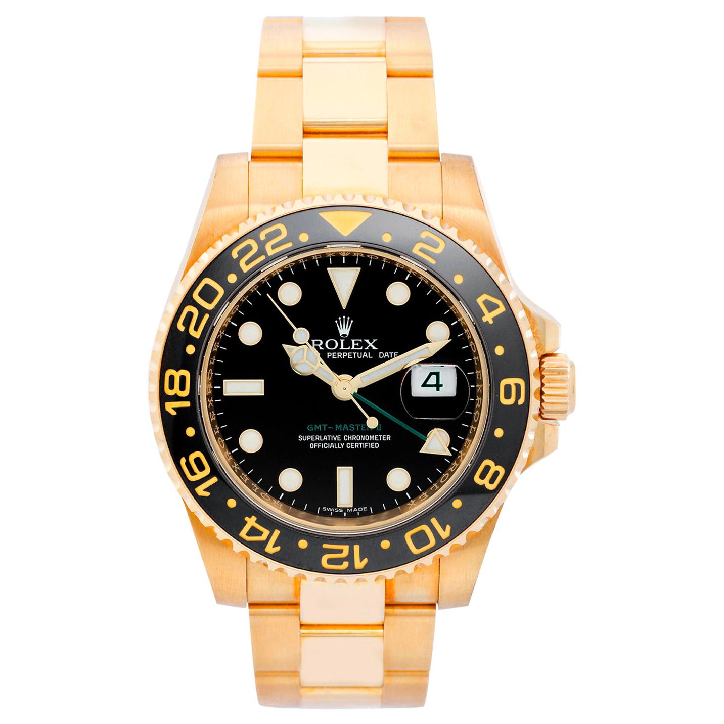Rolex GMT-Master II Men's 18 Karat Yellow Gold Watch 116718