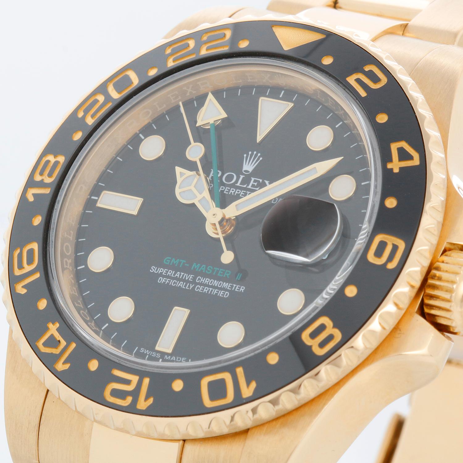 Montre Rolex GMT-Master II pour homme en or jaune 18 carats 116718 en vente 1