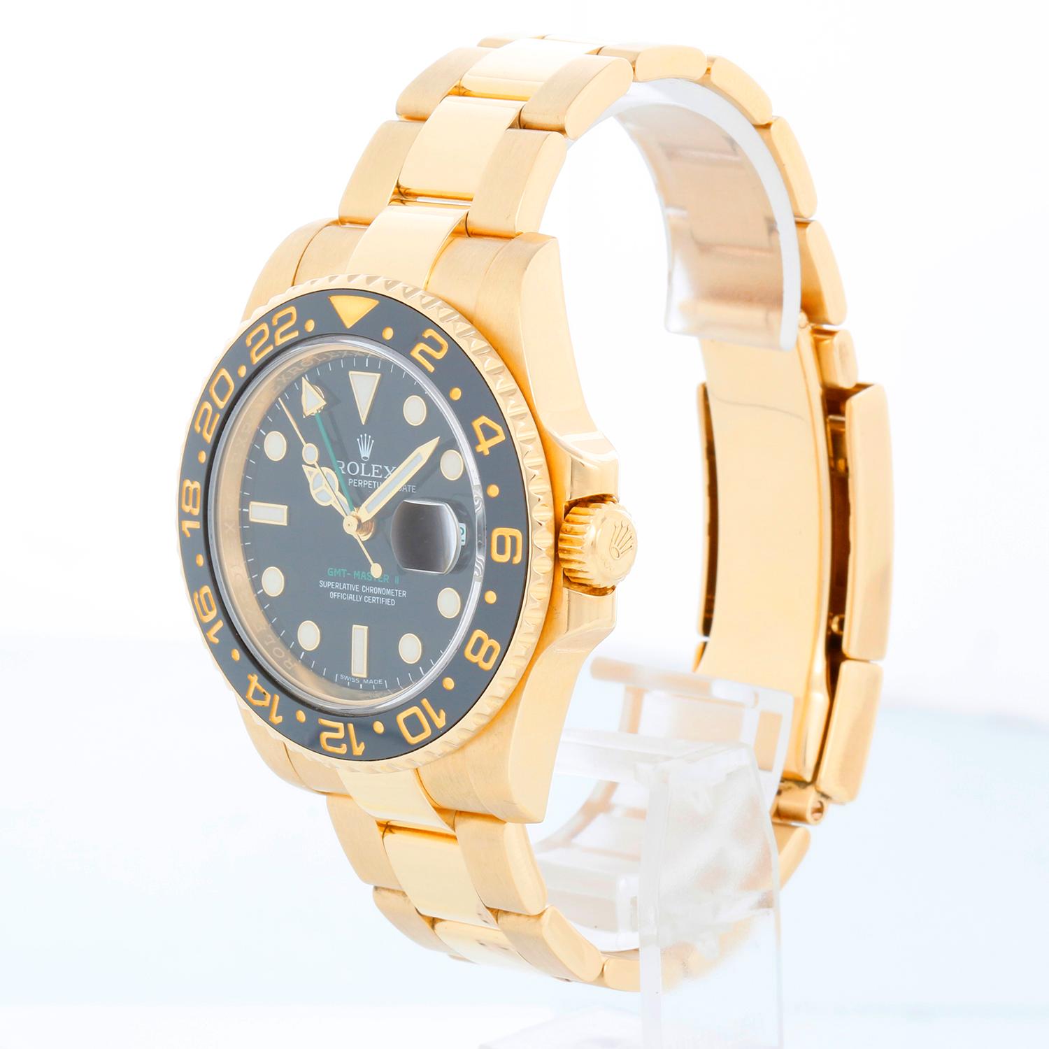 Rolex GMT-Master II Men's 18k Yellow Gold Watch 116718 In Excellent Condition For Sale In Dallas, TX