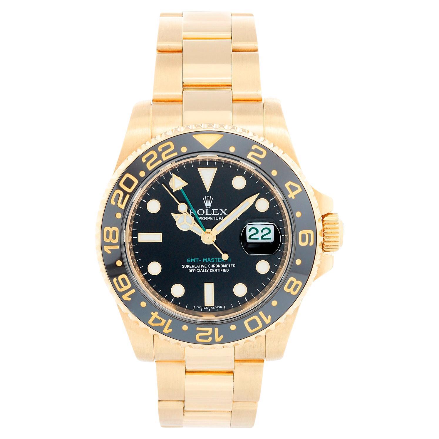 Rolex GMT-Master II Men's 18k Yellow Gold Watch 116718 For Sale