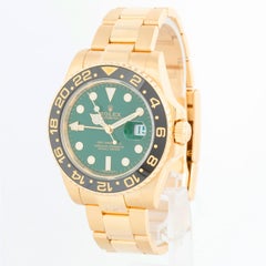 Rolex GMT-Master II Men's 18k Yellow Gold Watch 116718 Green Dial