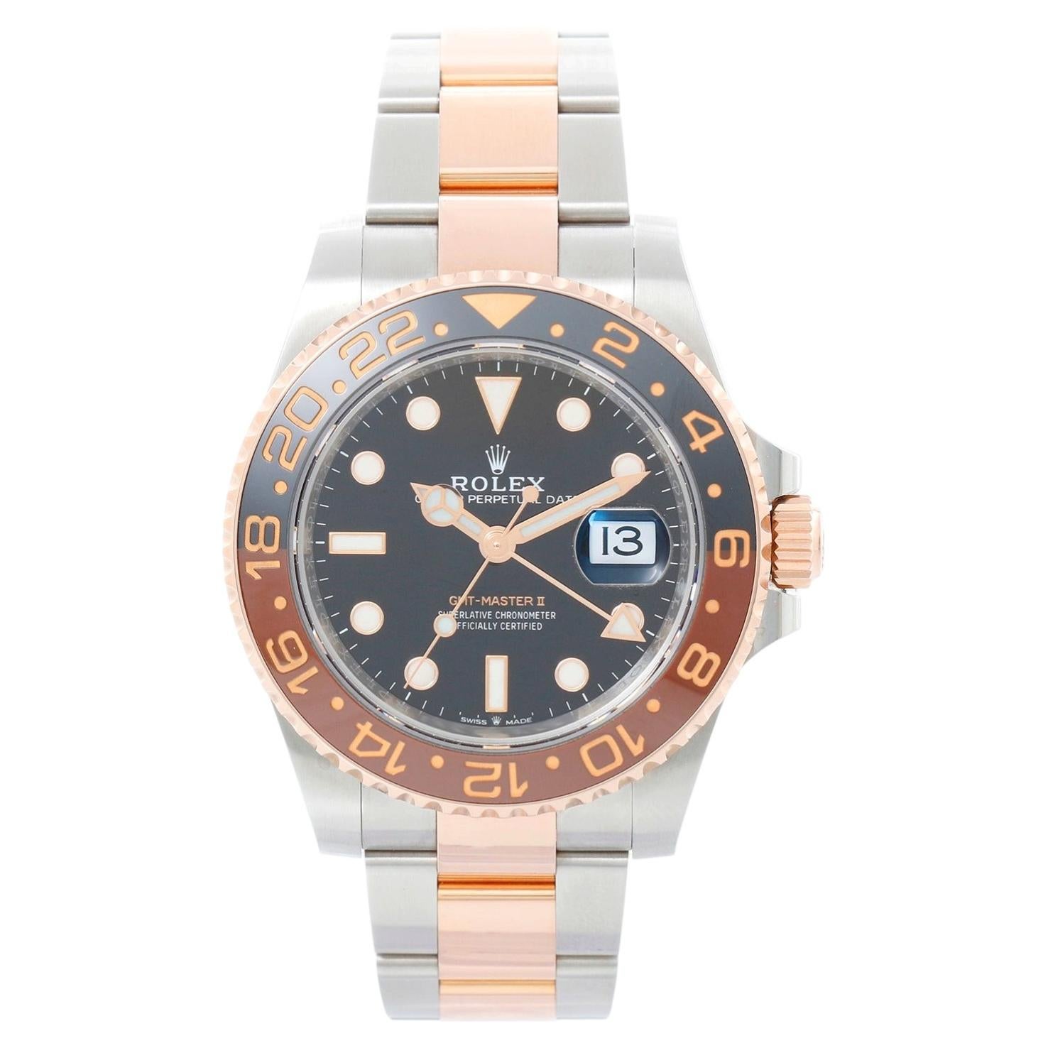 Rolex GMT-Master II Men's Rose Gold and Stainless Steel Rootbeer Watch 126711CHN