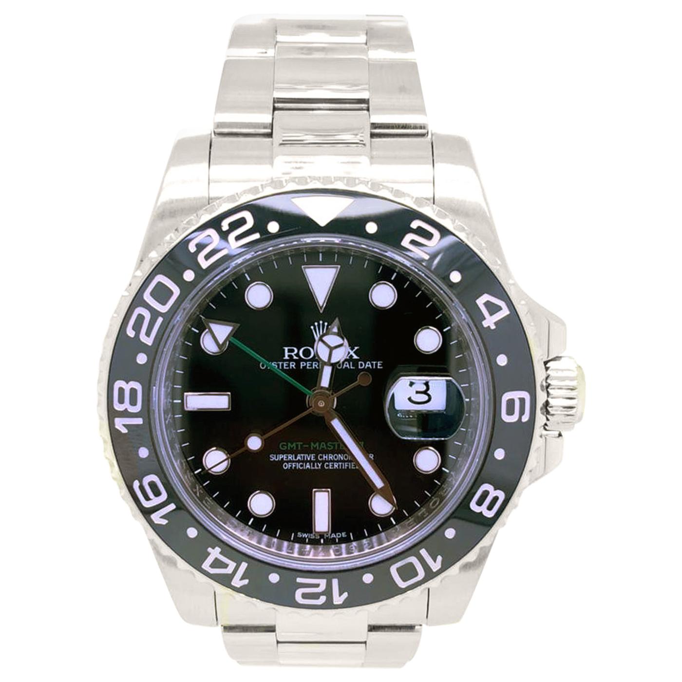 Rolex GMT-Master II Men's Steel Watch Black Dial Ceramic Bezel 116710LN
