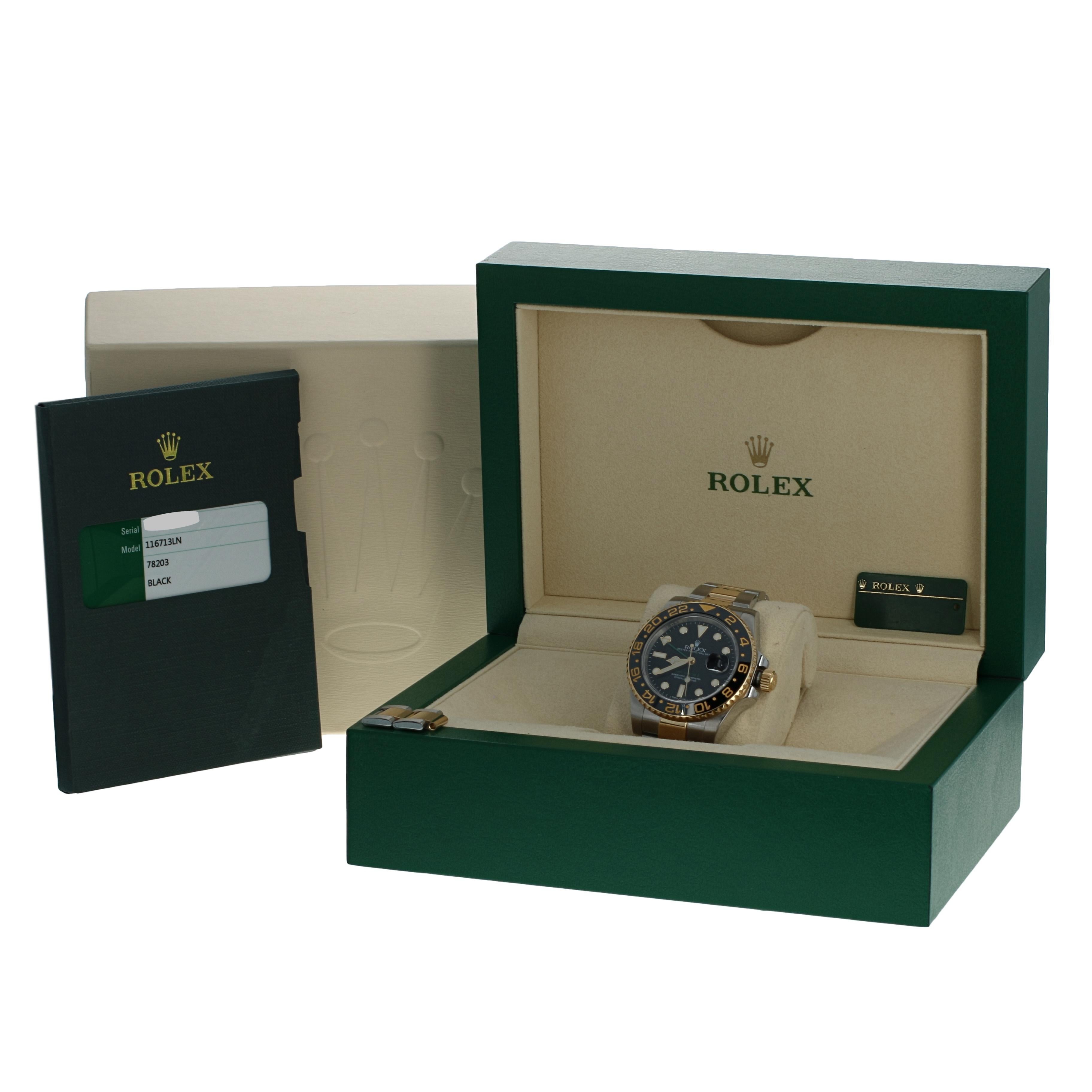Rolex GMT-Master II Men's Watch Stainless & 18k Gold Automatic 2 Yr Wnty 116713 2