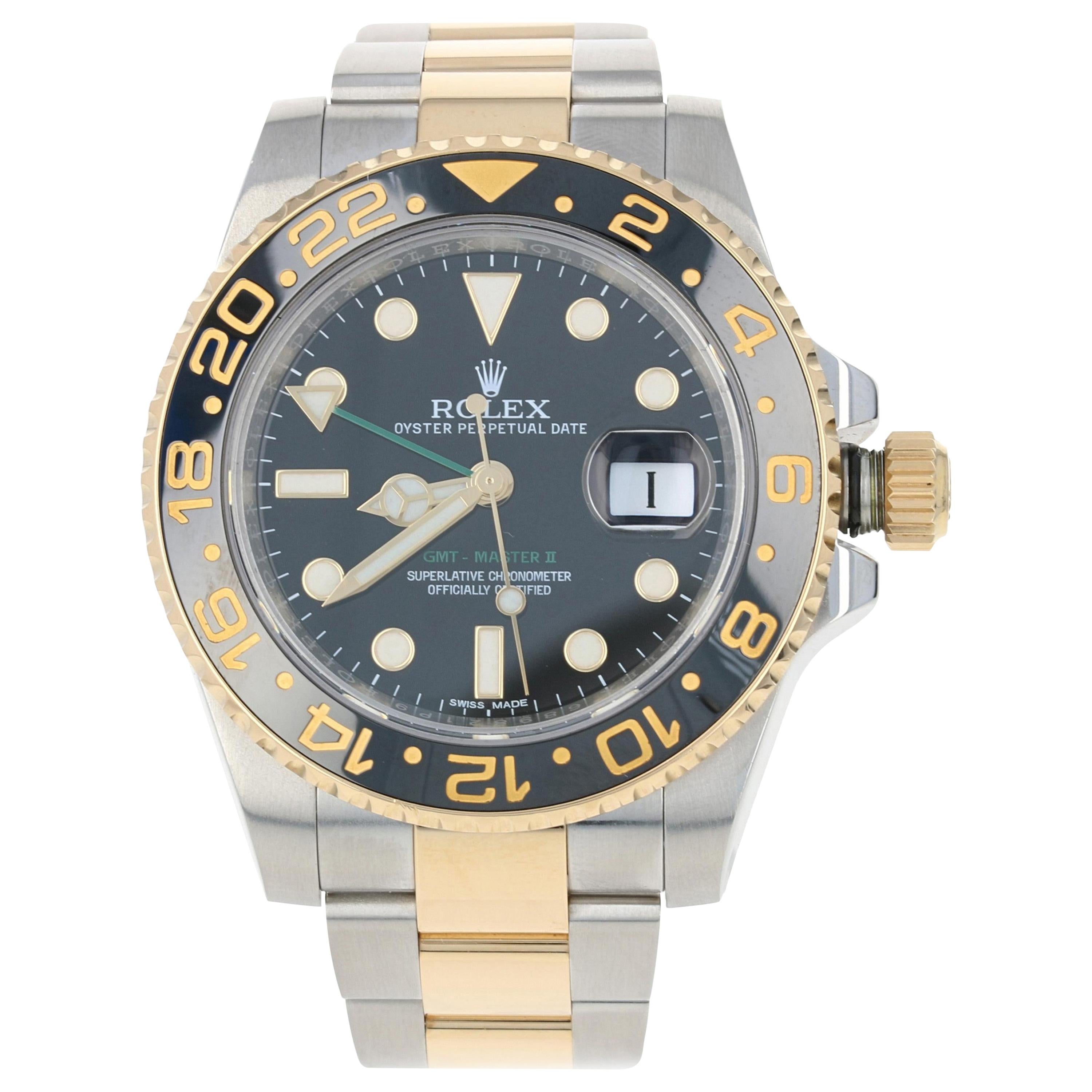 Rolex GMT-Master II Men's Watch Stainless & 18k Gold Automatic 2 Yr Wnty 116713