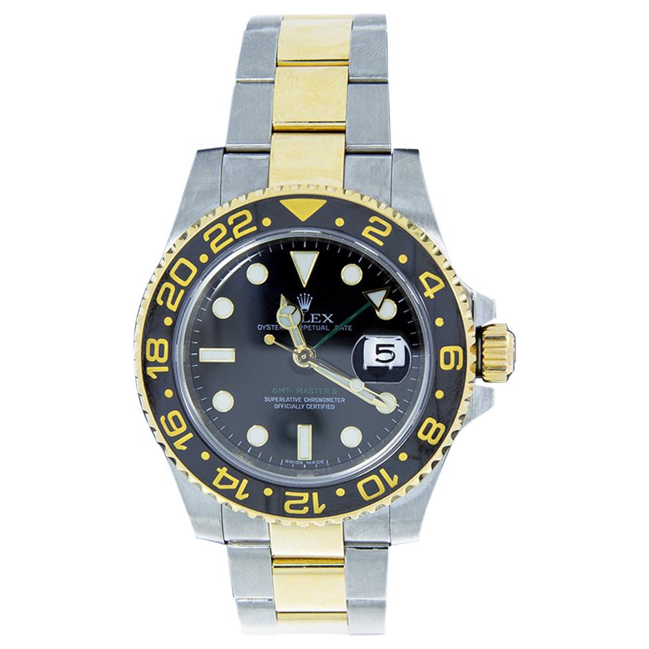 Rolex Two-Tone GMT-Master II Watch with Black Dial, Model 116713 For Sale