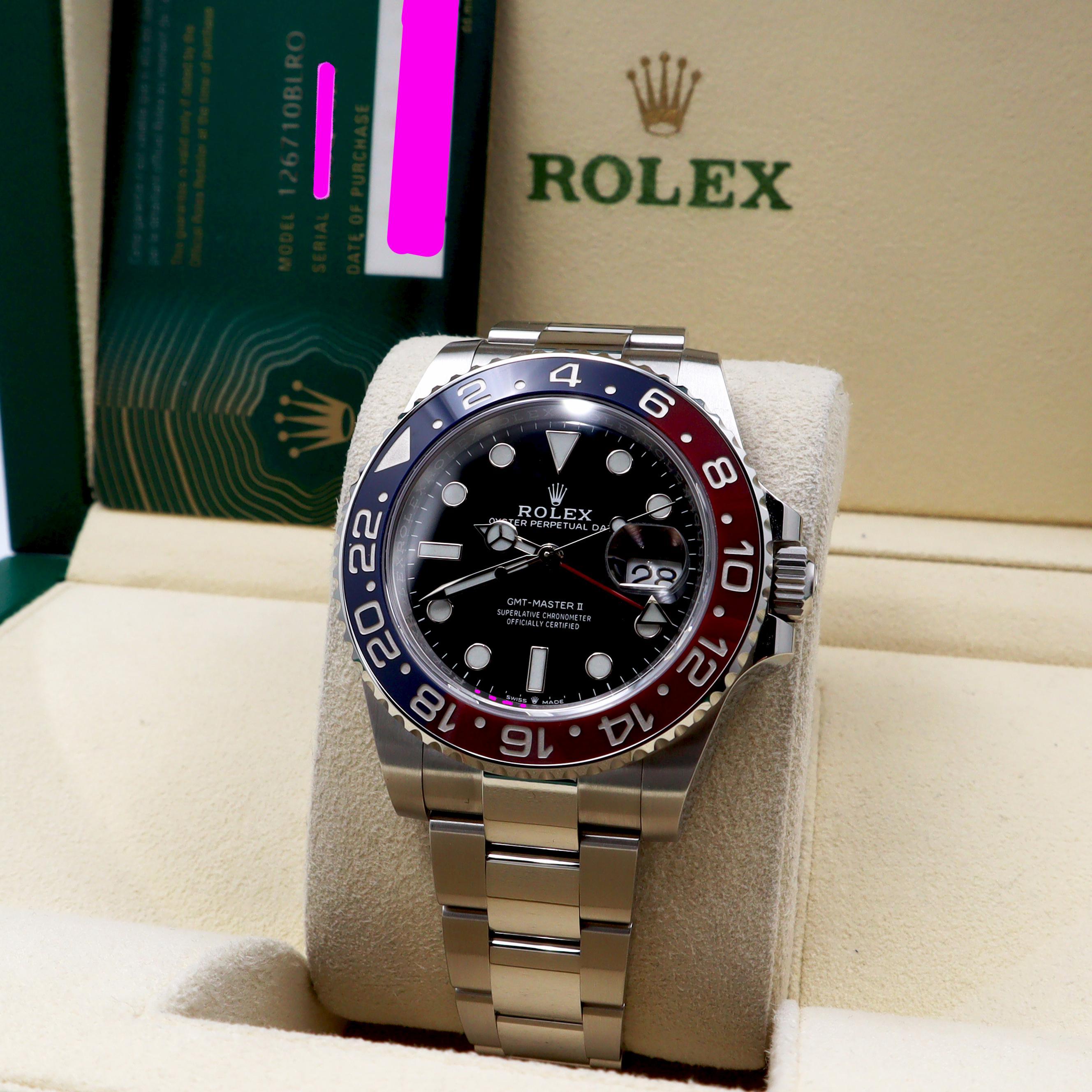 NEW Rolex GMT-Master II Steel Ceramic Pepsi Black Dial Men Watch 126710BLRO  en vente 5