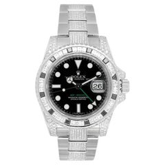 Rolex Montre-bracelet GMT-Master II Oystersteel sertie de diamants et de pierres précieuses 116710LN