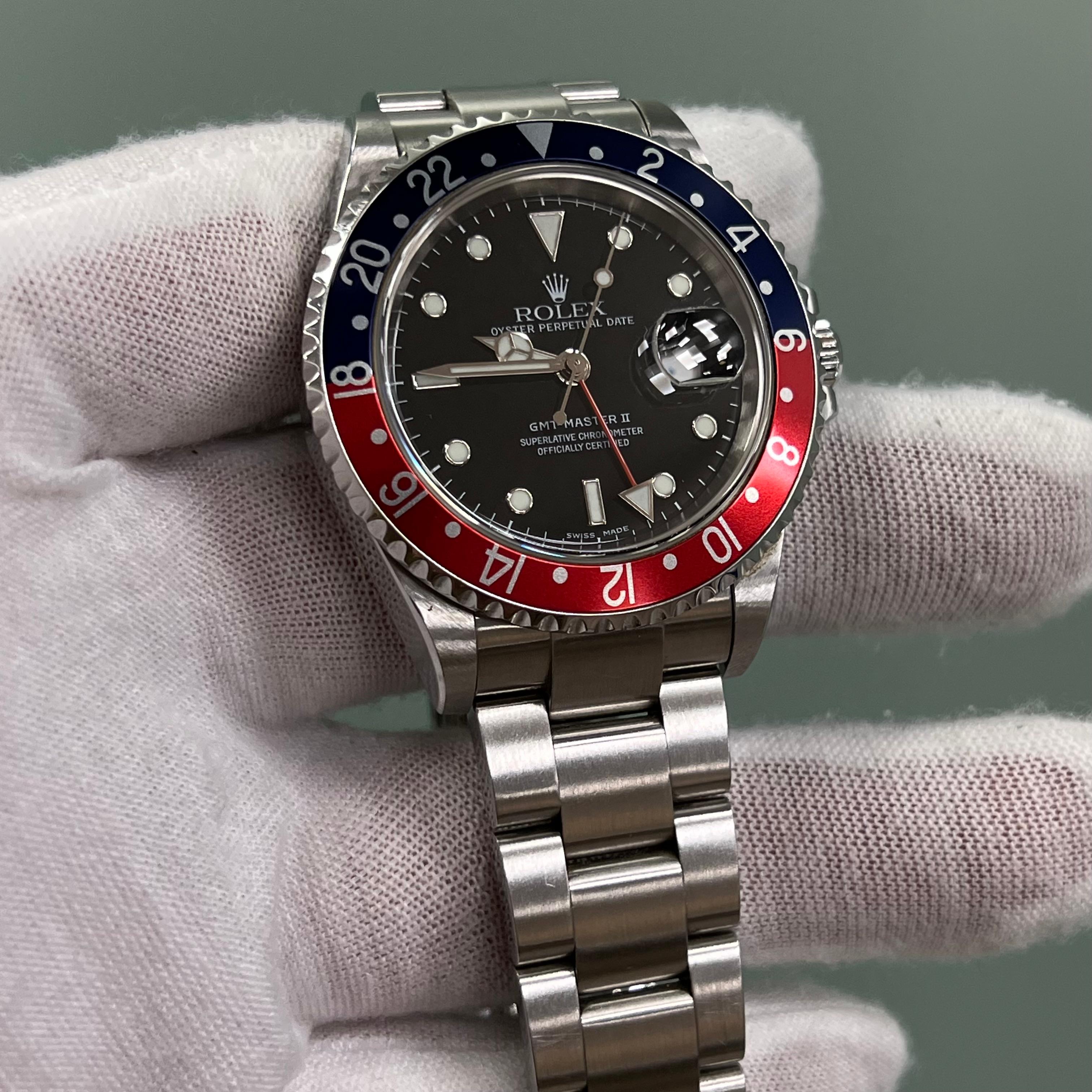 Rolex GMT Master II Pepsi 16710 Red and Blue Steel Box Paper 2004 UNPOLISHED 6