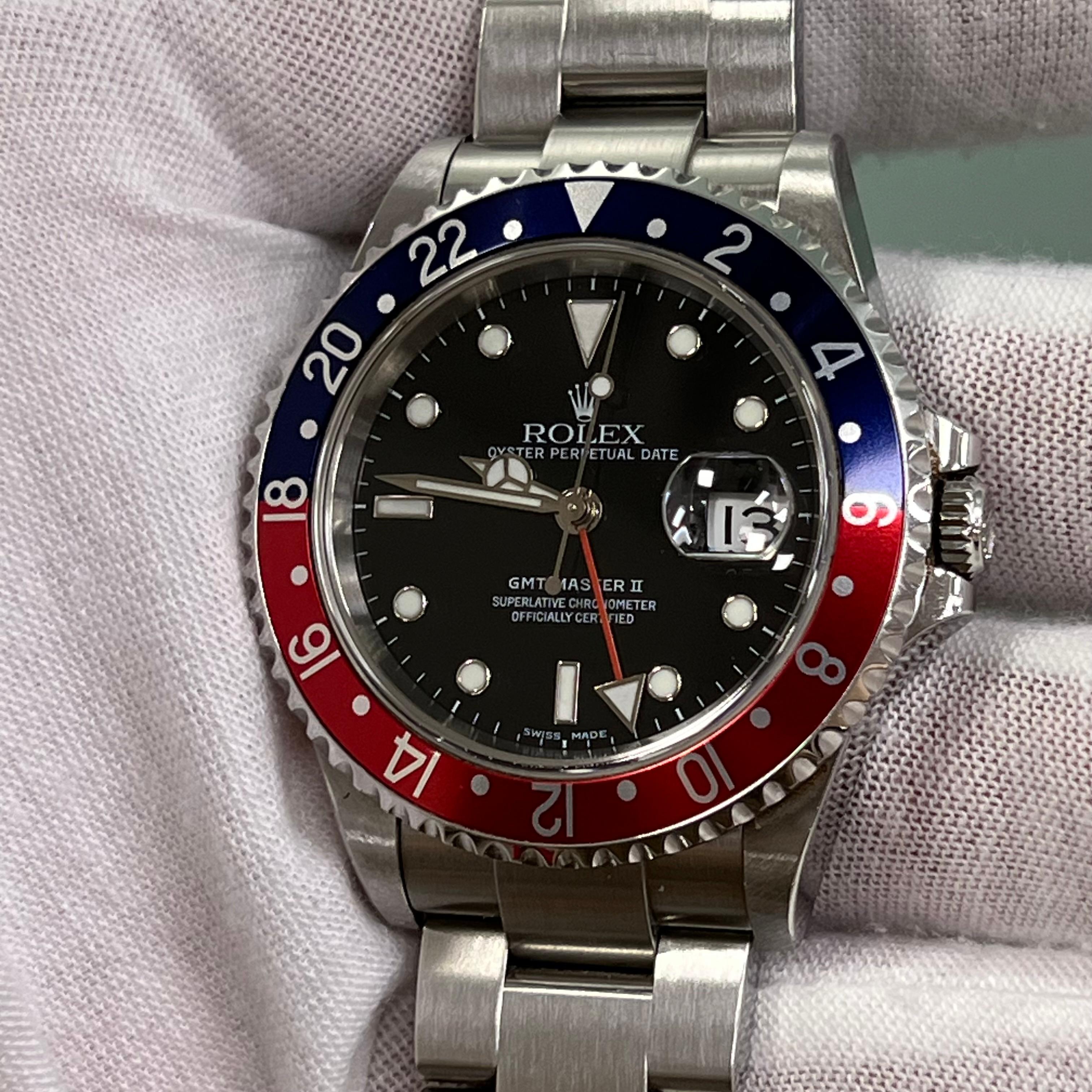 Rolex GMT Master II Pepsi 16710 Red and Blue Steel Box Paper 2004 UNPOLISHED 7
