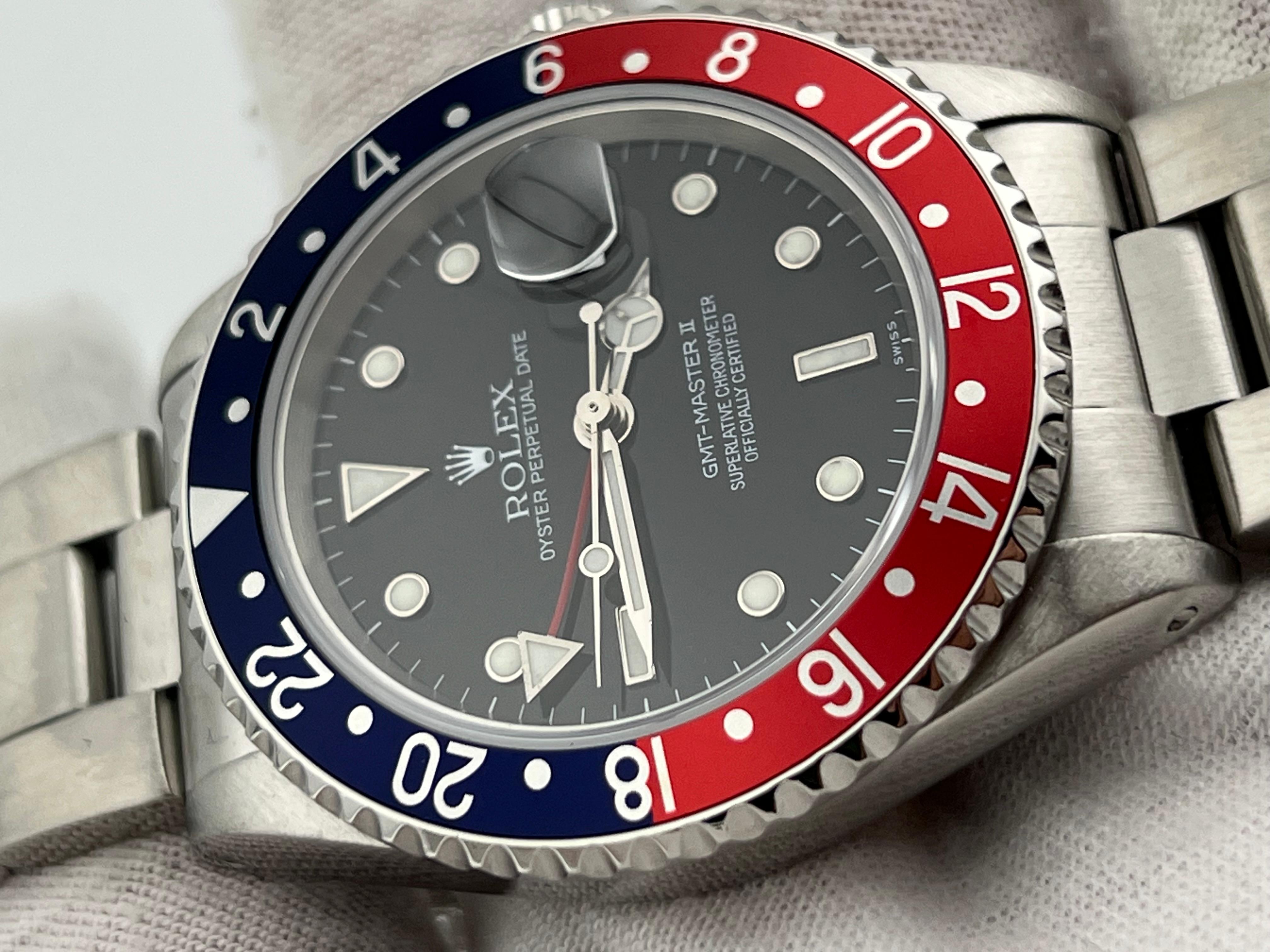 Rolex GMT Master II Pepsi 16710 Red & Blue Bezel Stainless Steel Box Paper 40mm 1