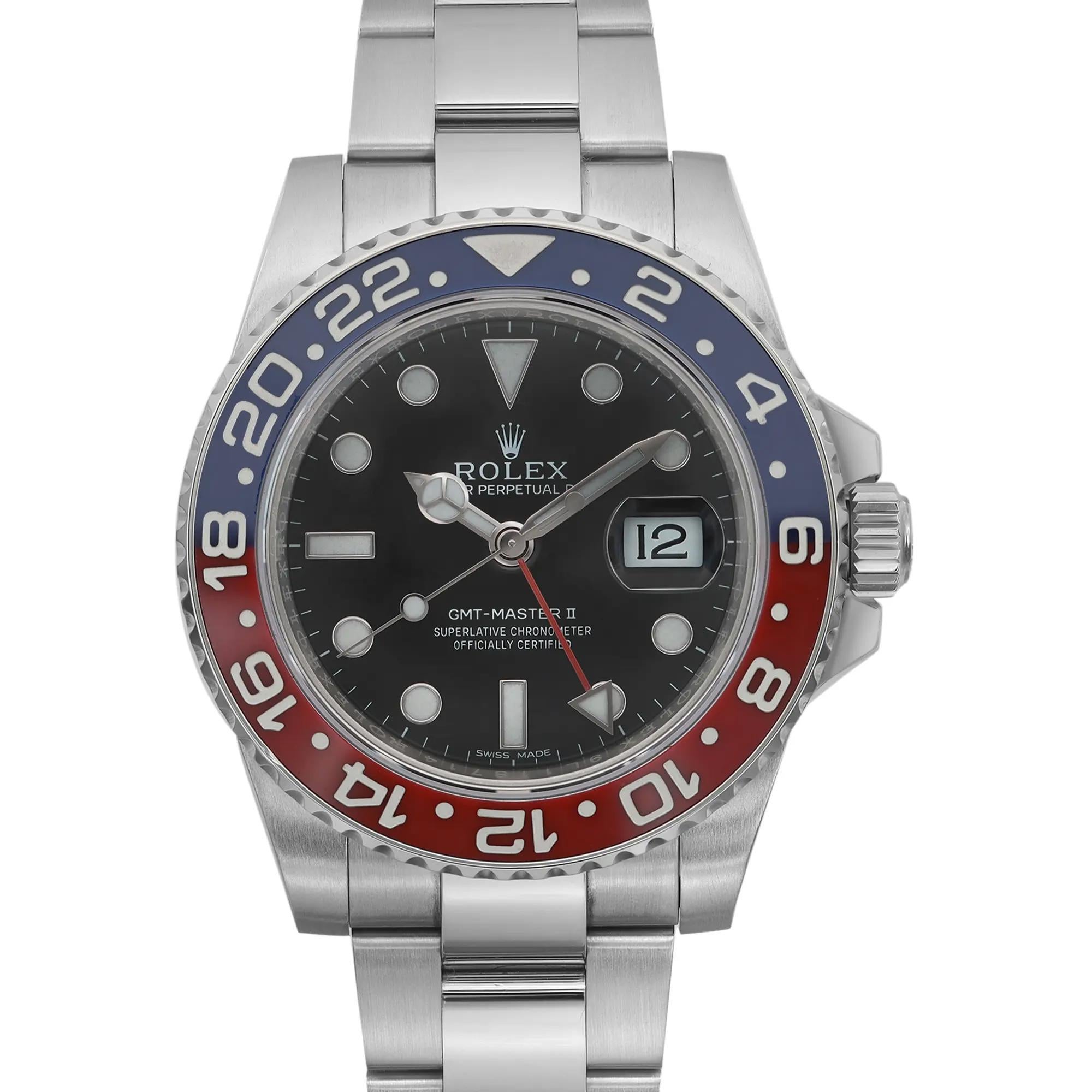 Pre-owned in mint condition. Comes with an original box, a 2017 card and a Rolex service card. 

Rolex GMT-Master II 116719

Brand & Model
Brand: Rolex
Model: Rolex GMT-Master II 116719
Model Number: 116719

Specifications
Type:
