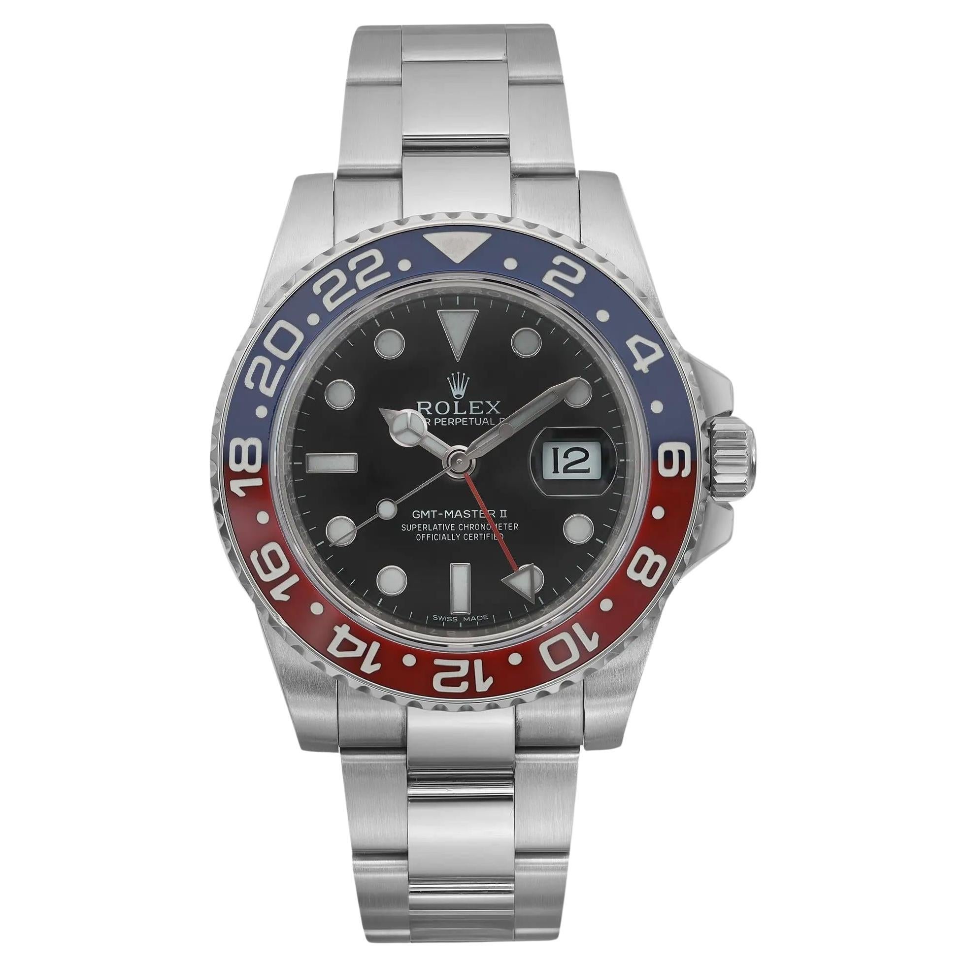 Rolex GMT-Master II Pepsi 18K White Gold Black Dial Automatic Men Watch 116719 For Sale