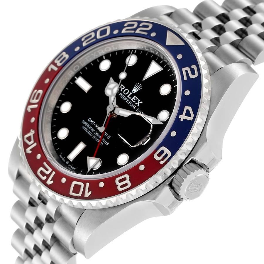 Rolex GMT Master II Pepsi Bezel Jubilee Steel Mens Watch 126710 Box Card In Excellent Condition In Atlanta, GA