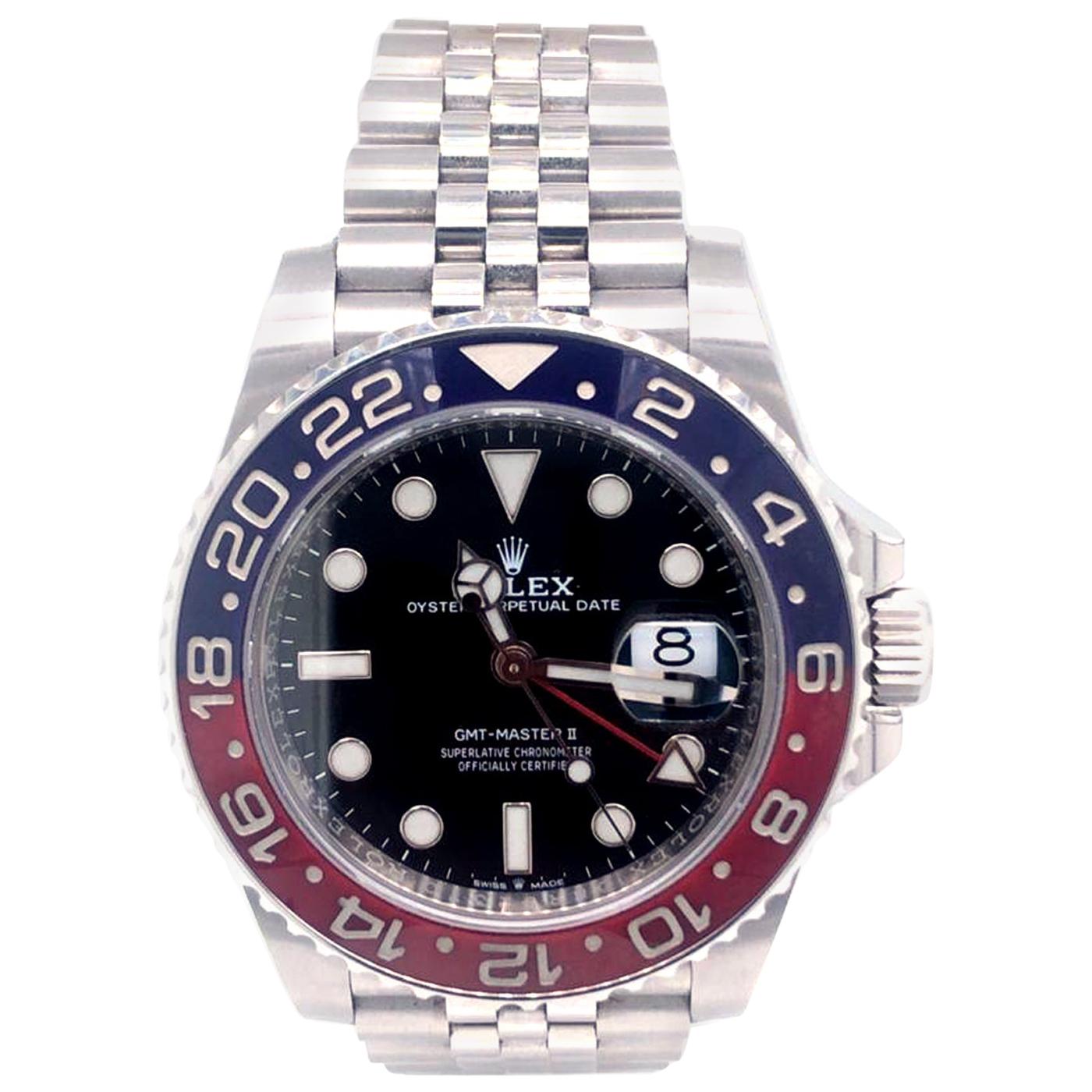 Rolex GMT-Master II Pepsi Bezel Stainless Steel Men's Jubilee Watch 126710BLRO