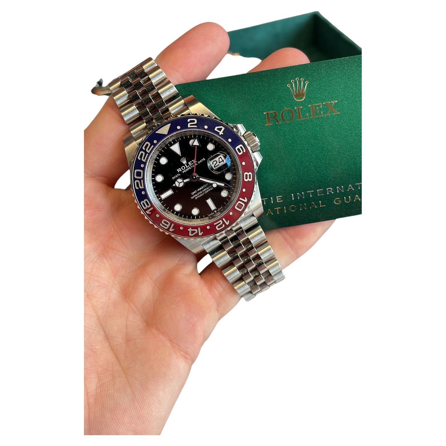 Rolex GMT Master II Pepsi Black Dial Stainless Steel Mens Watch 126710blro-0001 For Sale