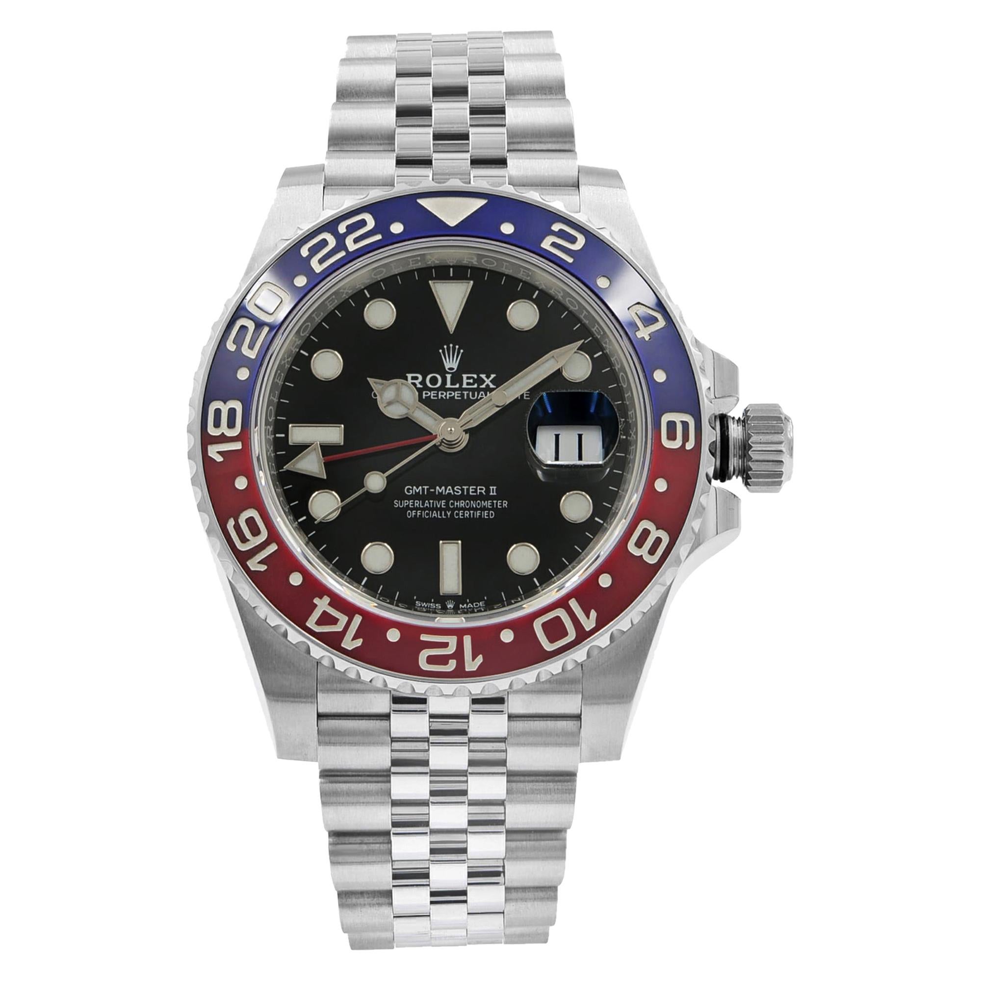 Rolex GMT-Master II Pepsi Ceramic Steel Automatic Men's Black Watch 126710BLRO