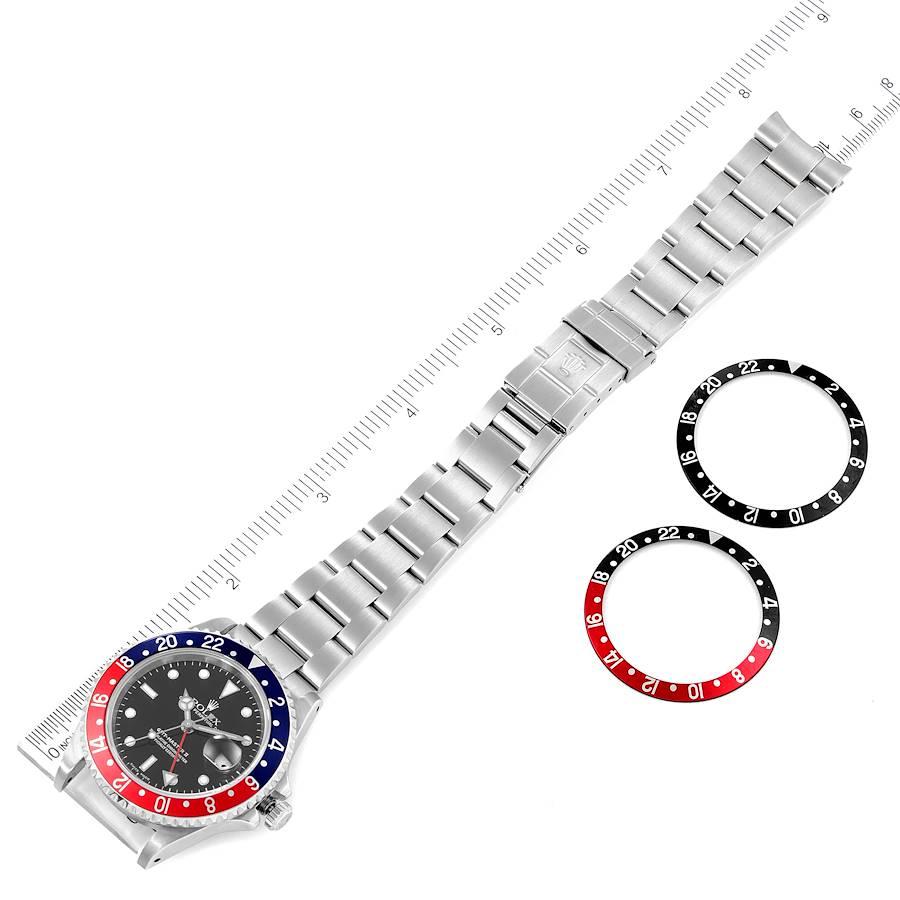 Rolex Montre GMT Master II Pepsi rouge et bleue à lunette en acier pour hommes 16710 avec boîte et papiers d'origine en vente 3
