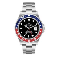 Rolex Montre GMT Master II Pepsi rouge et bleue à lunette en acier pour hommes 16710 avec boîte et papiers d'origine